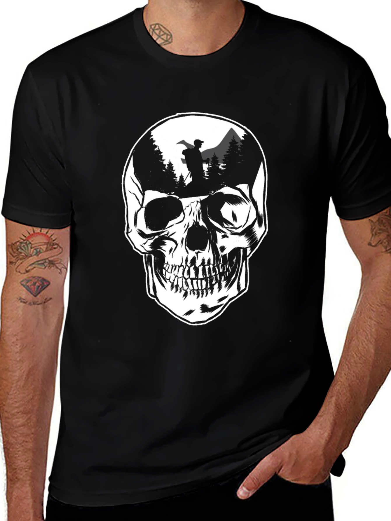 Skull Graphic T-Shirt - Mountain Hiker Design
