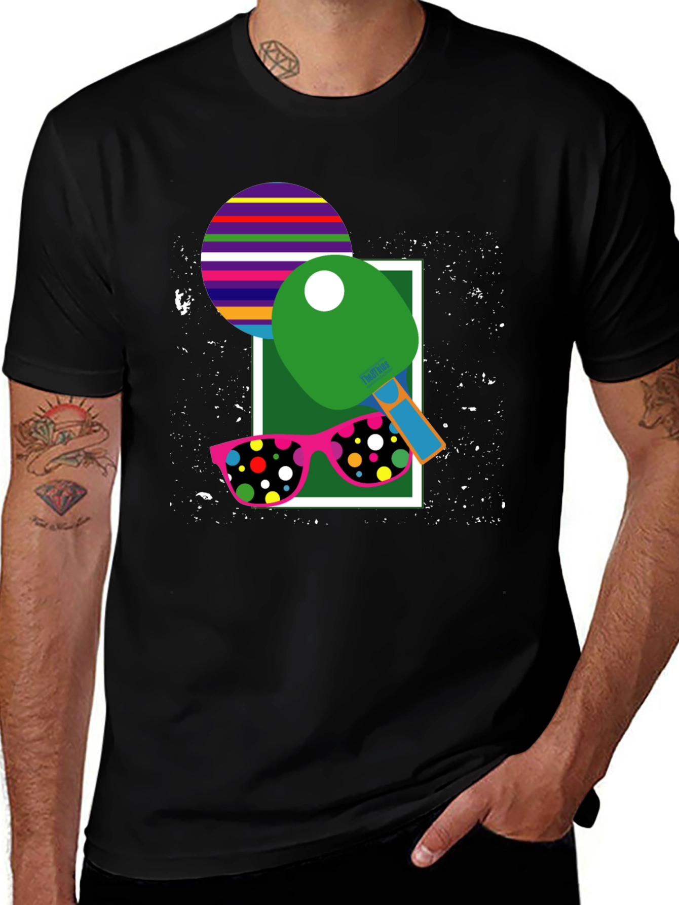 Variant 3 of Funky Table Tennis Graphic Tee - Ping Pong Style!