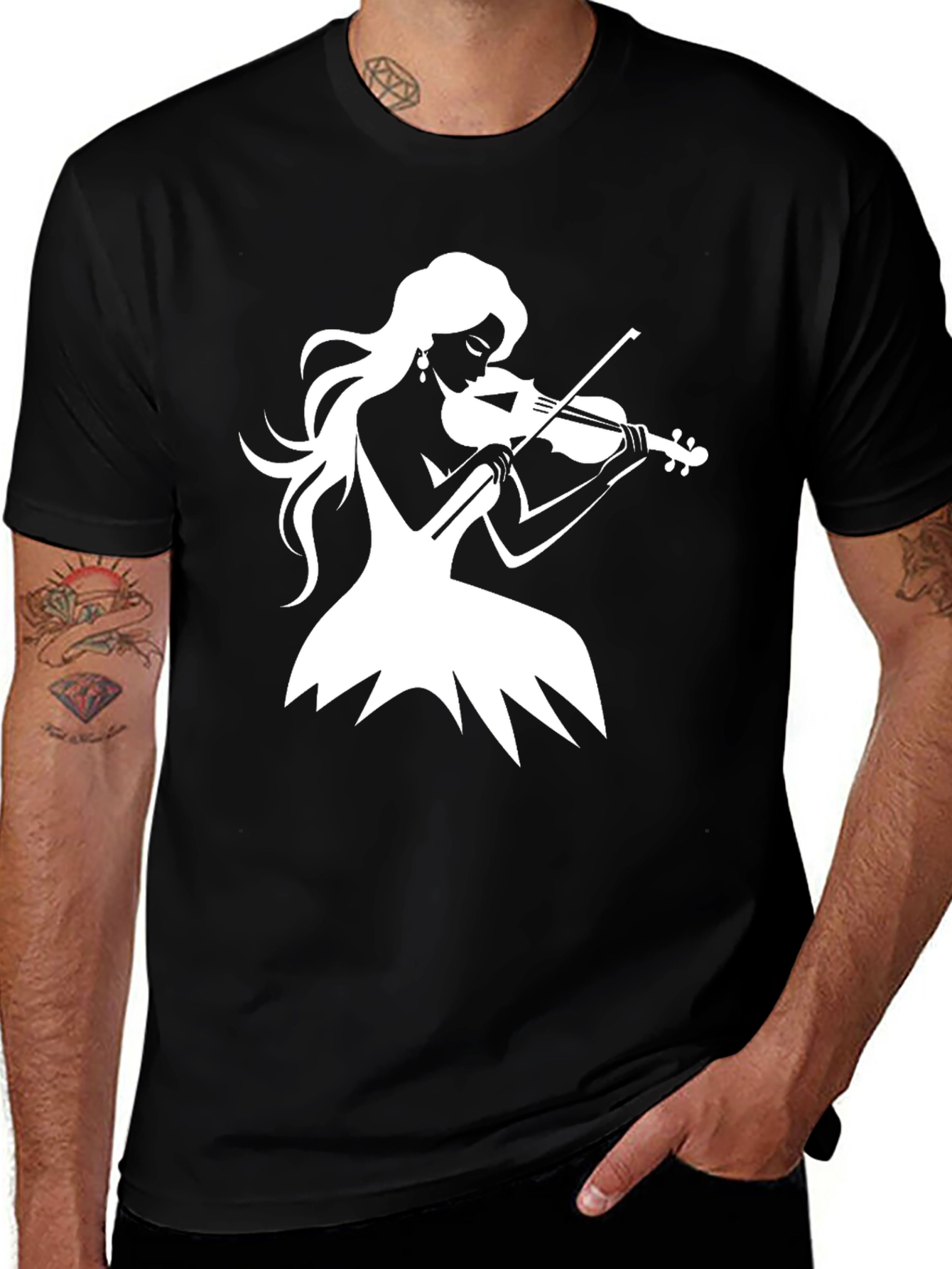 Variant 17 of Musician Silhouette Black T-Shirt
