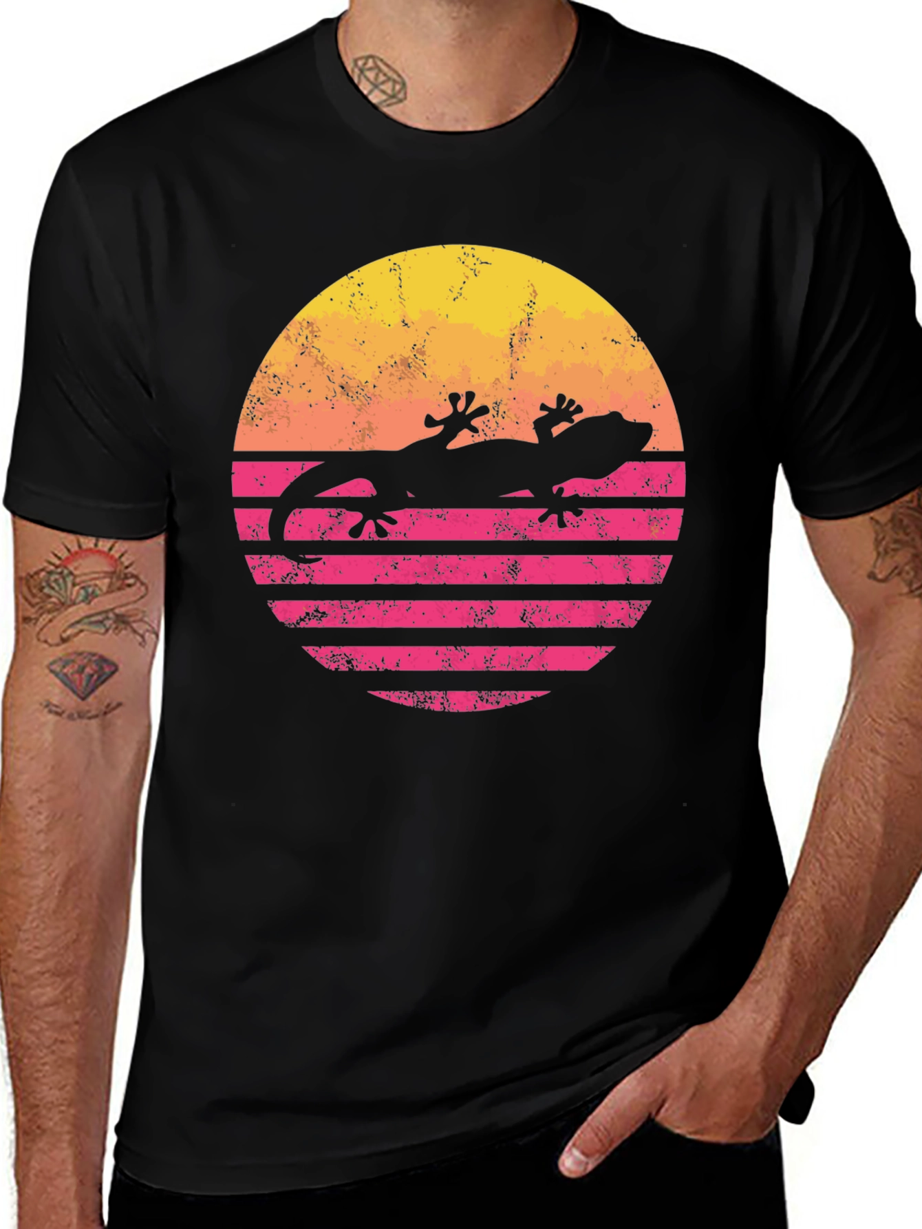 Variant 15 of Retro Gecko Sunset T-Shirt