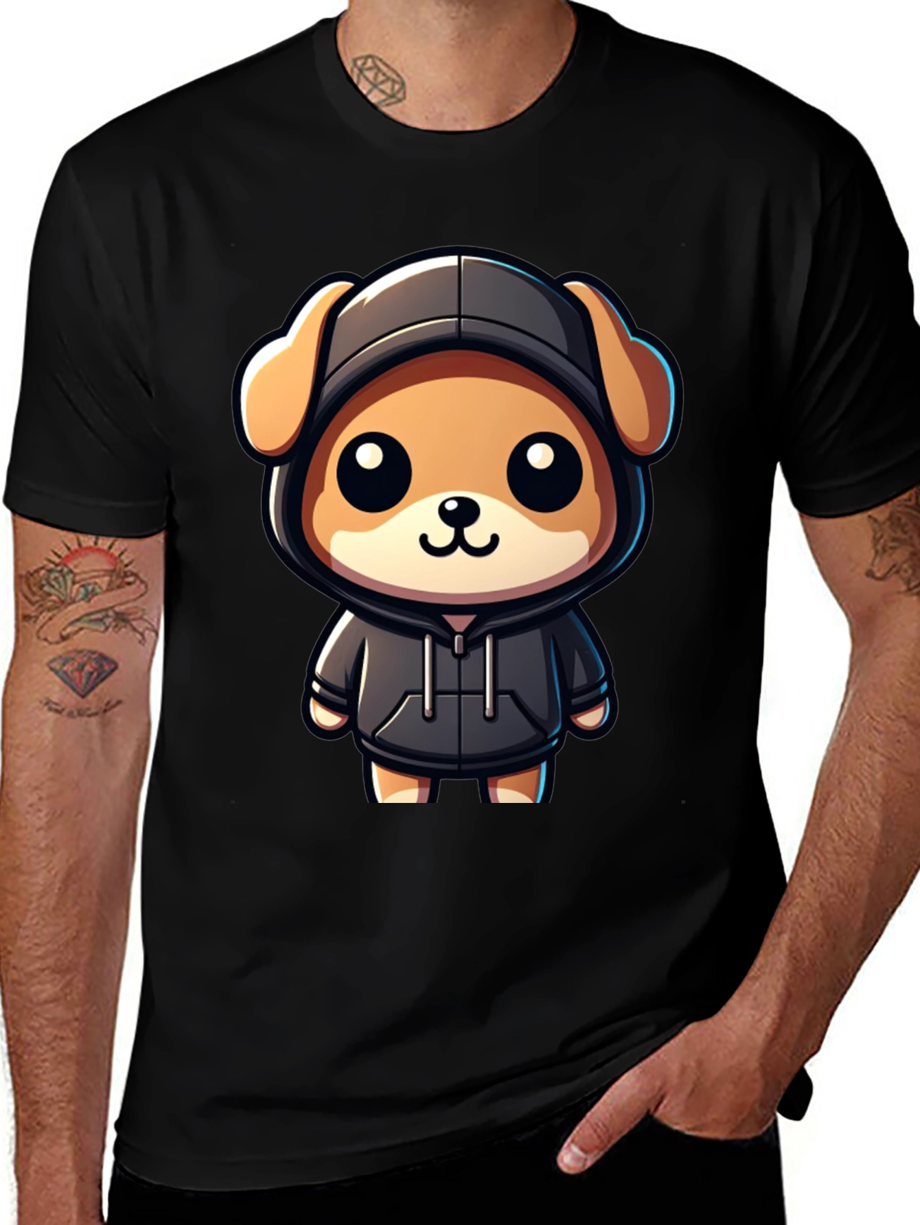 Variant 16 of Cute Cartoon Dog in Hoodie T-Shirt