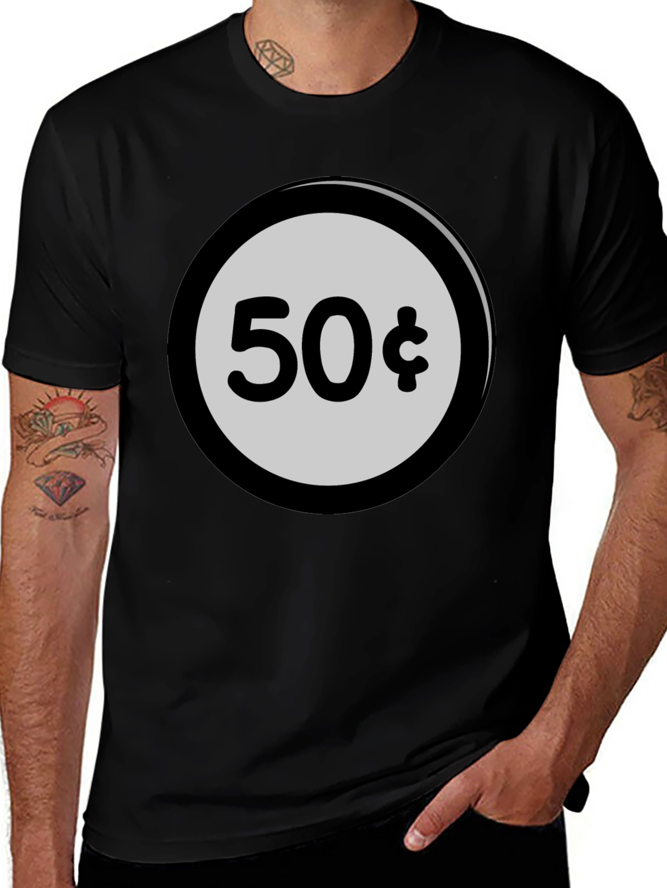 Variant 7 of 50 Cent Coin Graphic Black T-Shirt