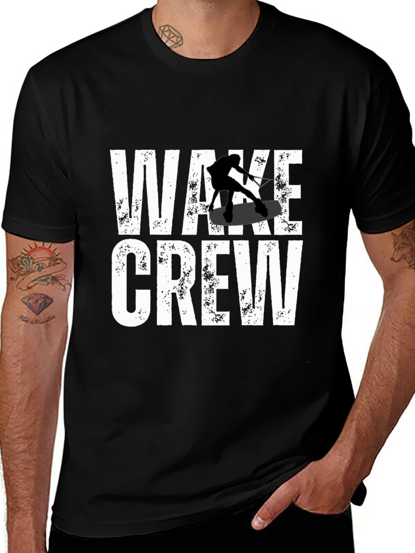 Variant 16 of Wake Crew Graphic T-Shirt - Black Casual Tee