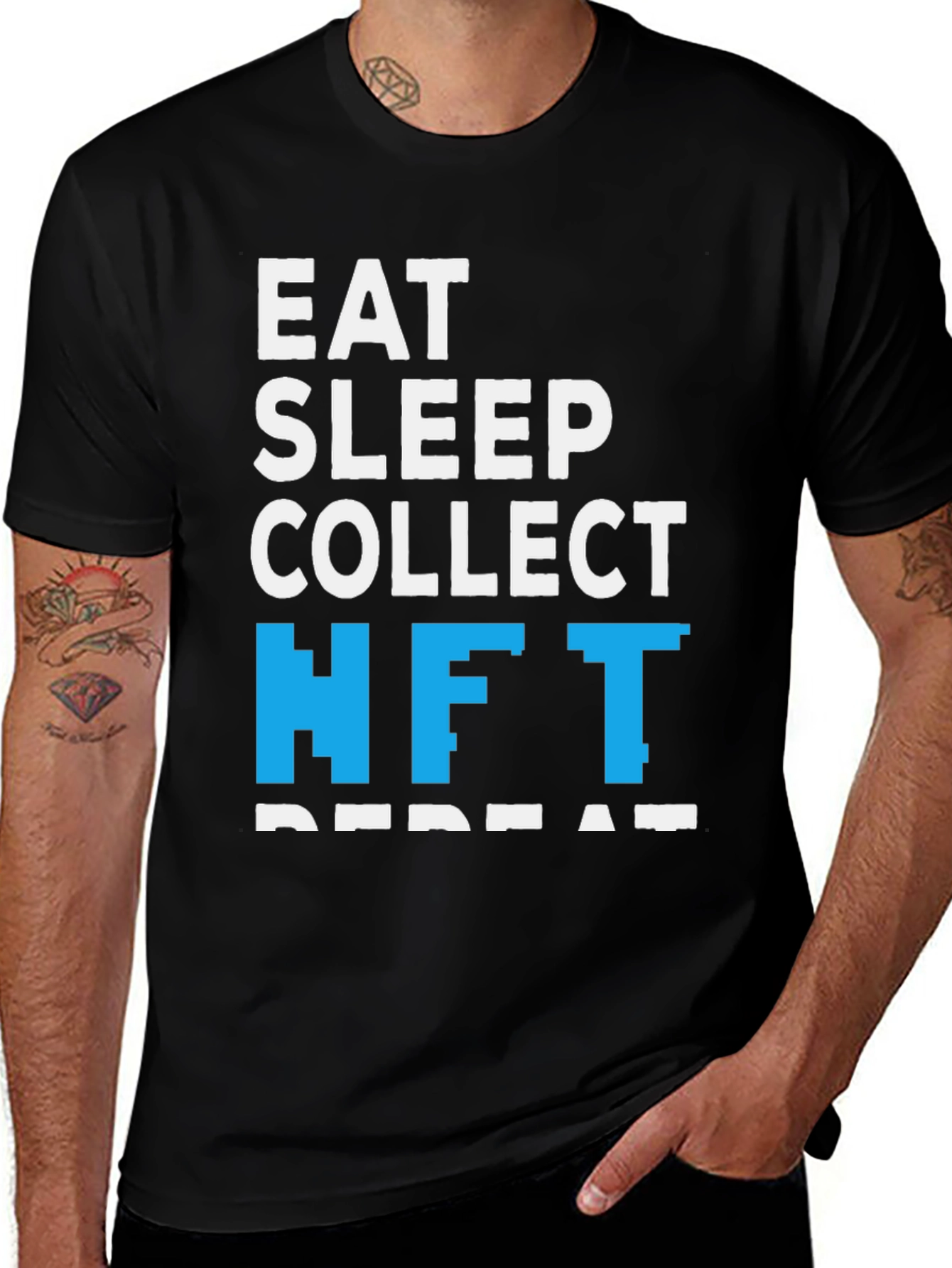 Eat Sleep Collect NFT Repeat Black T-Shirt