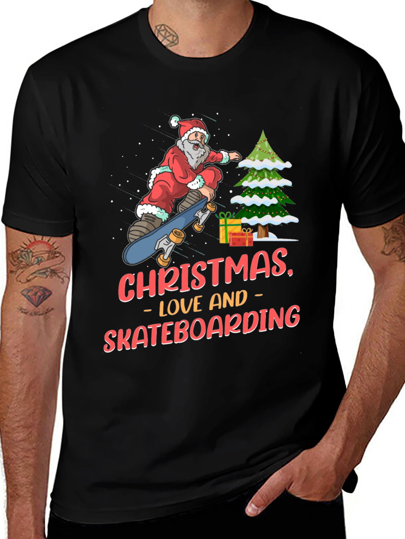 Christmas Skateboard Santa T-Shirt