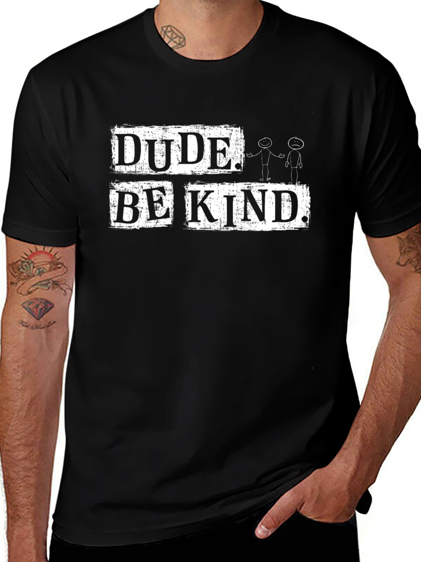 Variant 17 of Dude Be Kind Graphic Tee - Soft Cotton Black T-Shirt