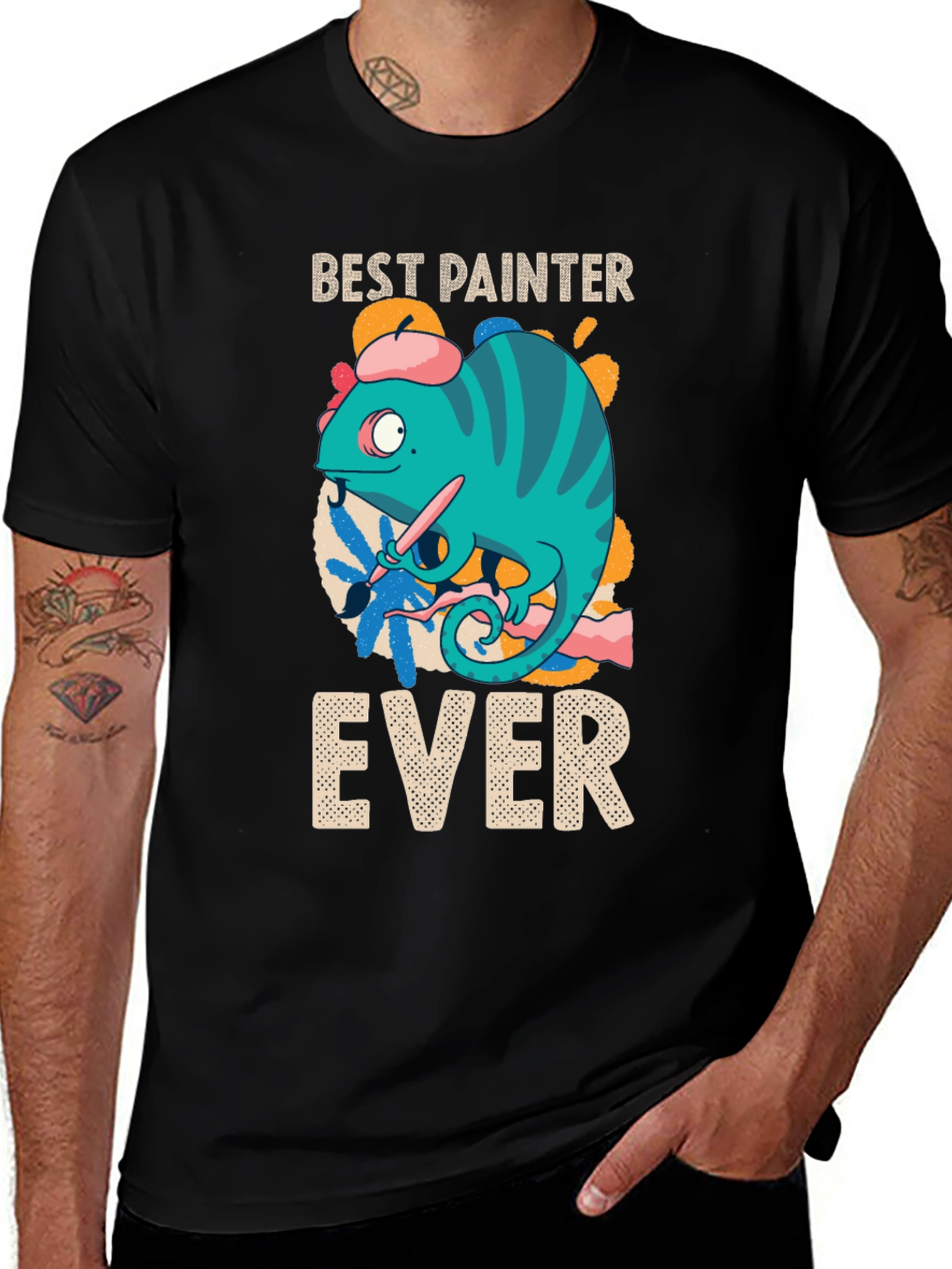 Best Painter Ever T-Shirt Funny Chameleon Artist Tee