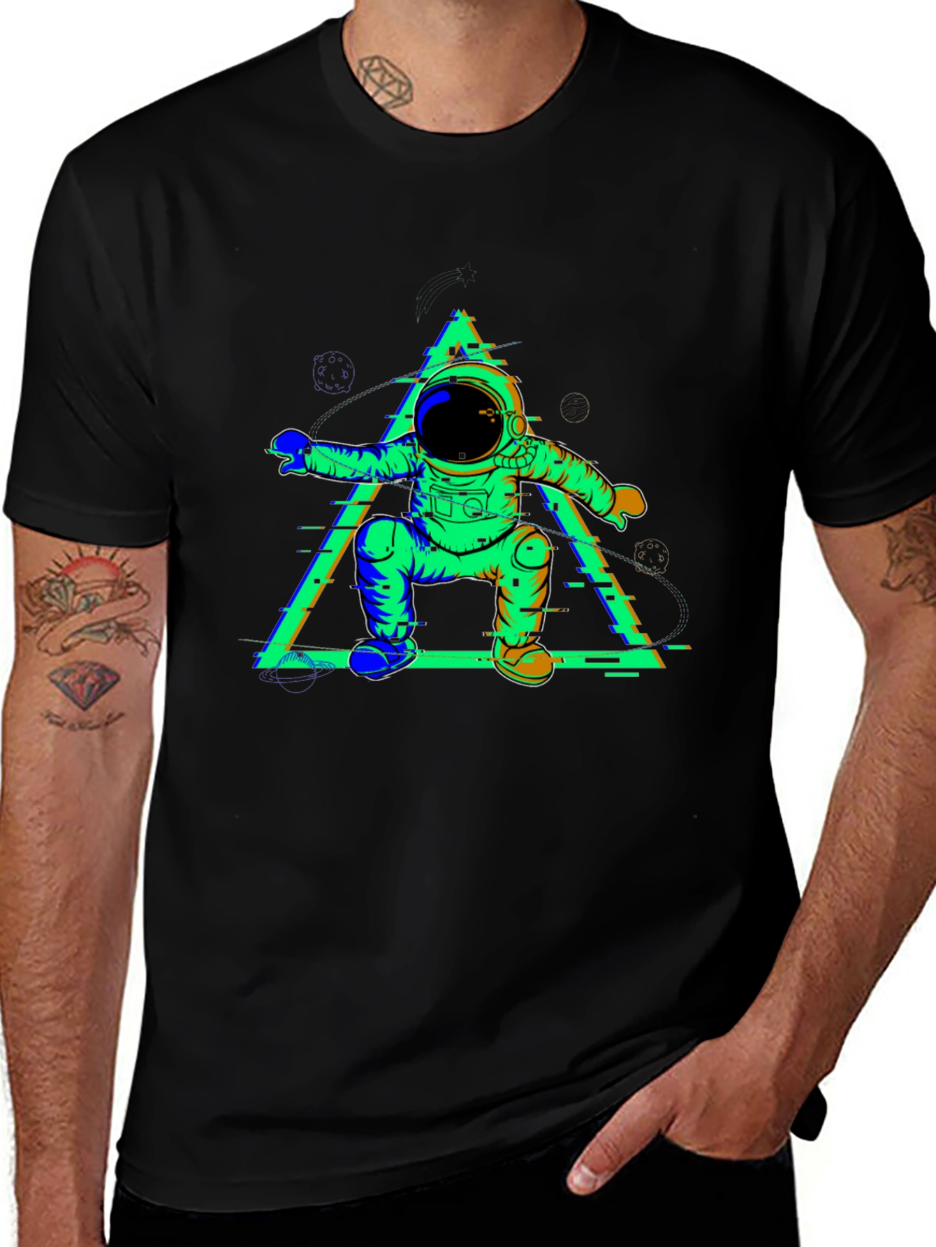 Astronaut Glitch Tee - Cosmic Style