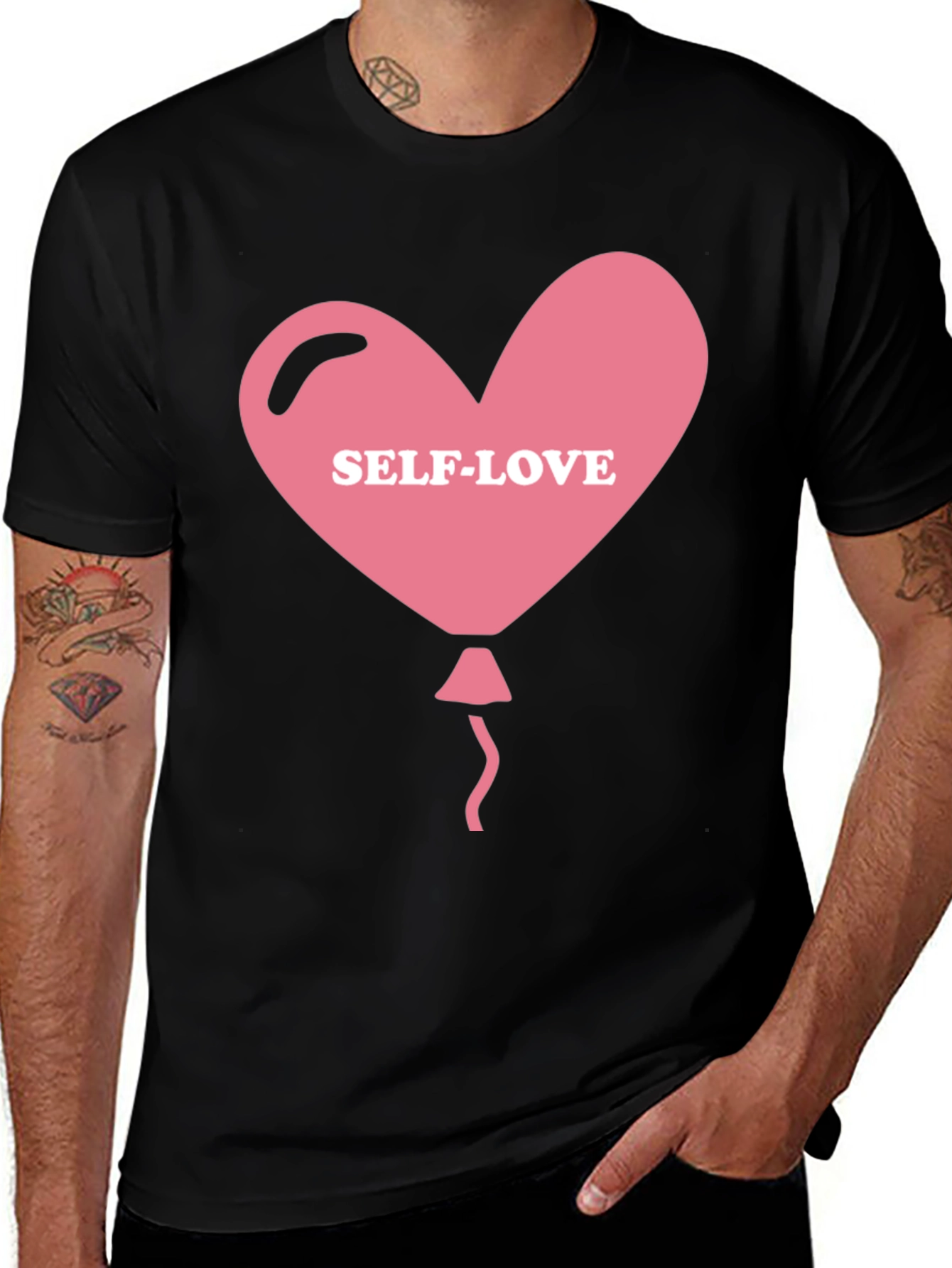 Variant 3 of Self-Love Heart Balloon Black T-Shirt