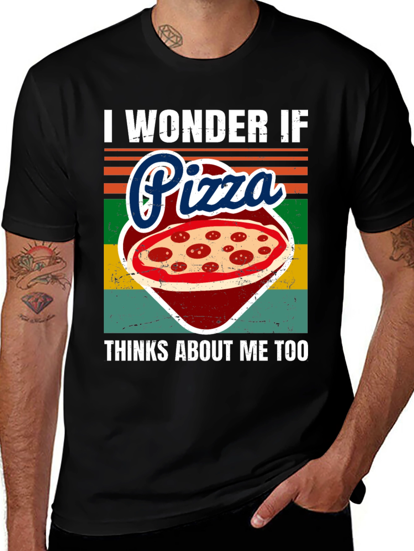 Variant 12 of I Wonder If Pizza Thinks About Me Too T-Shirt