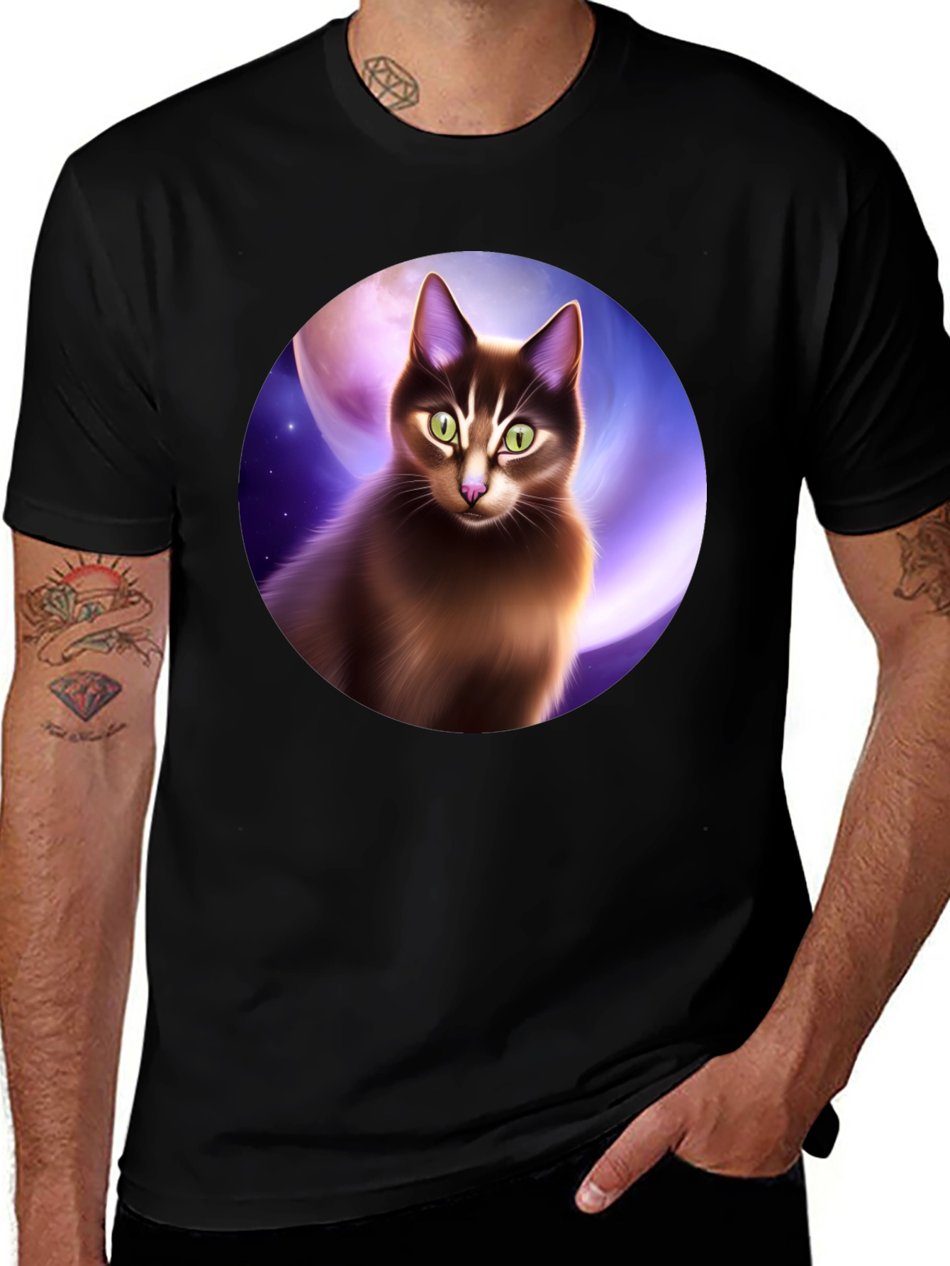 Variant 30 of Cat in Space T-Shirt - Artistic Graphic Tee