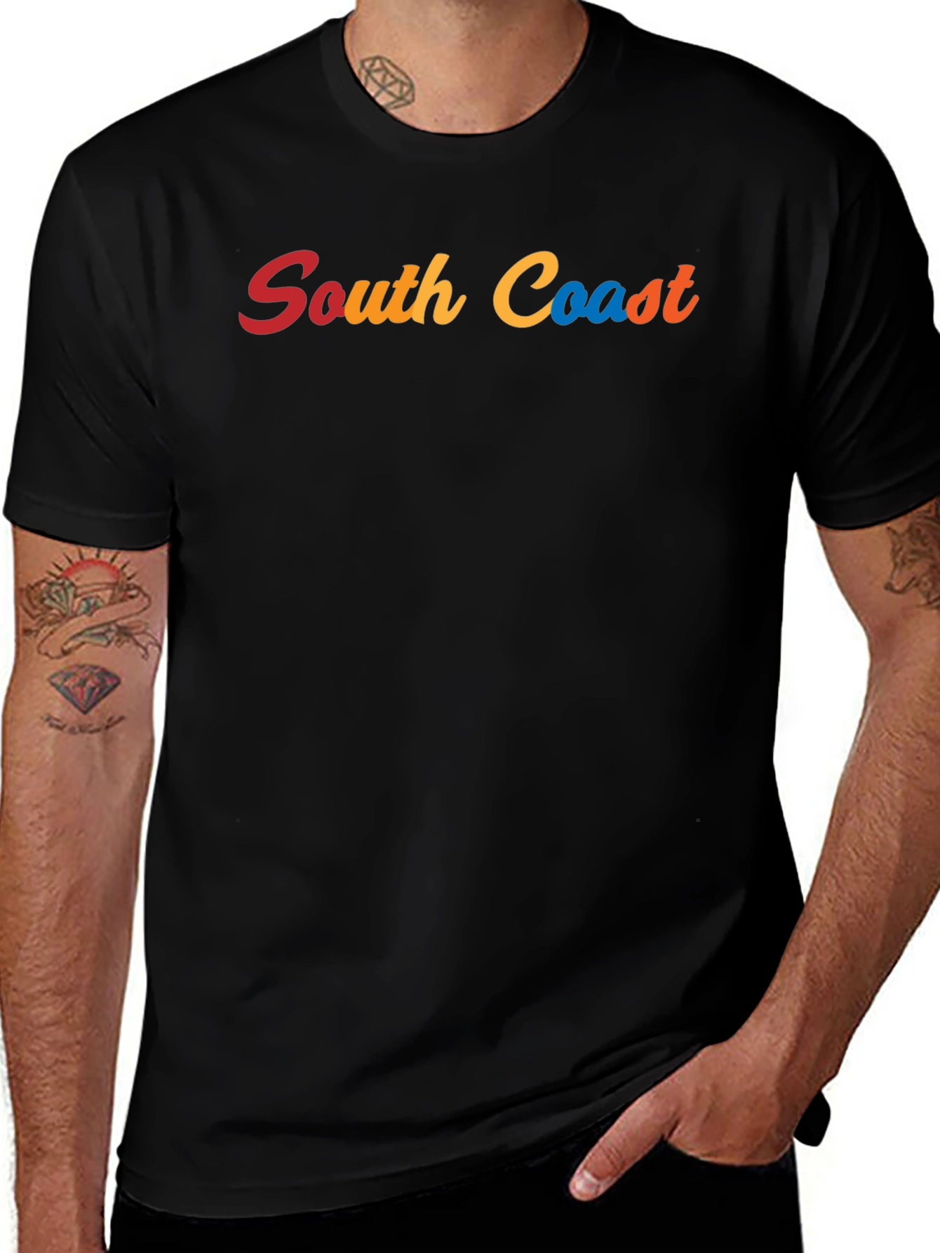 South Coast Graphic Tee - Retro Style Men's Black T-Shirt