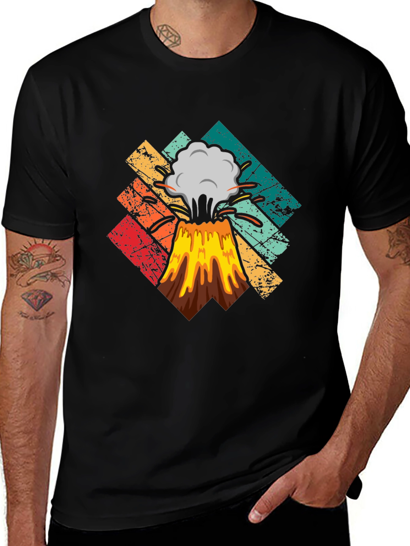 Variant 14 of Retro Volcano Eruption Graphic Tee