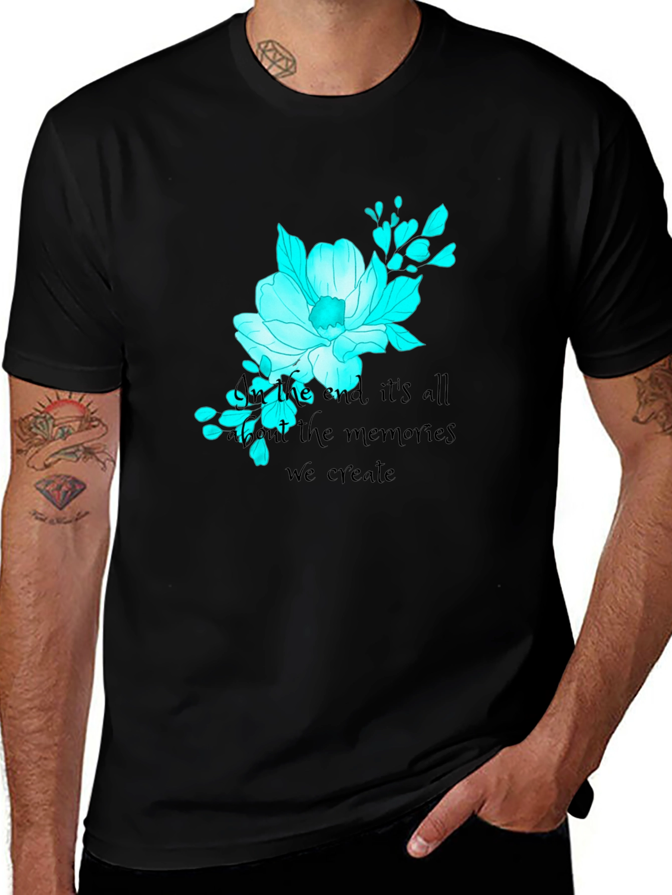 Variant 9 of Floral Graphic Black Tee - Memories We Create