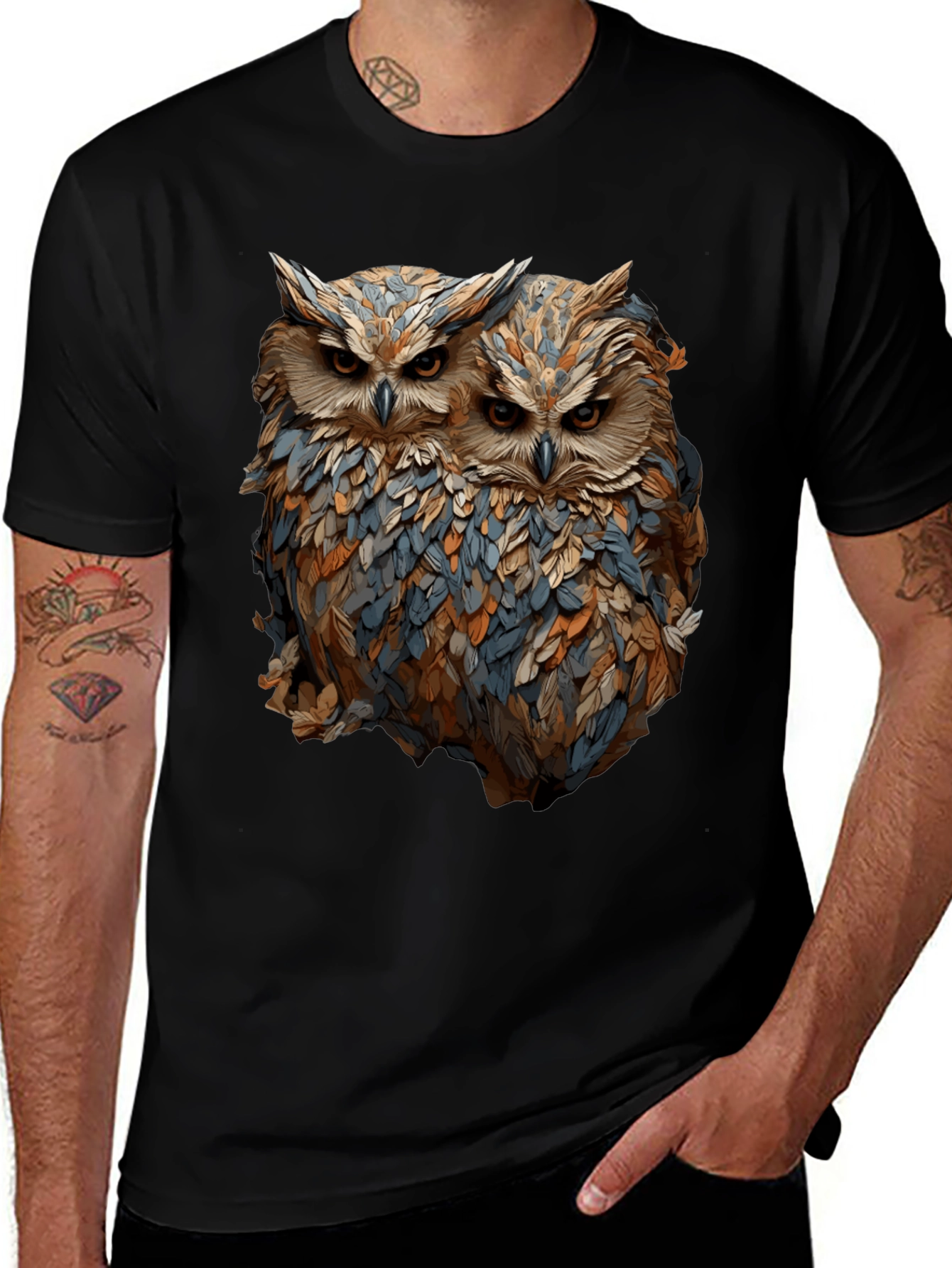 Variant 22 of Owl Duo Graphic Tee - Unique Bird Lovers T-Shirt