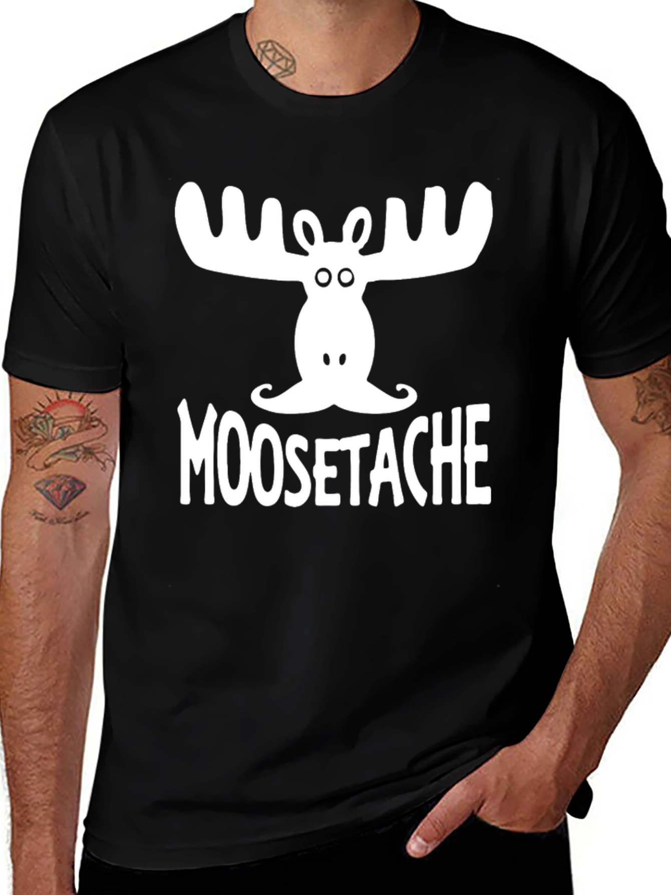 Variant 7 of Moosetache Graphic Tee - Black Cotton Blend