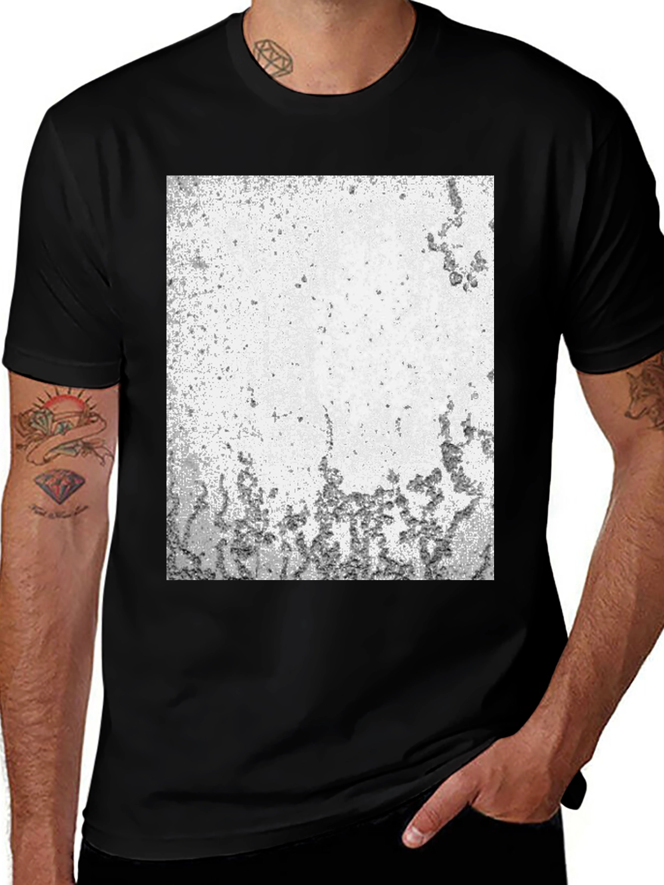Abstract Textured Black T-Shirt