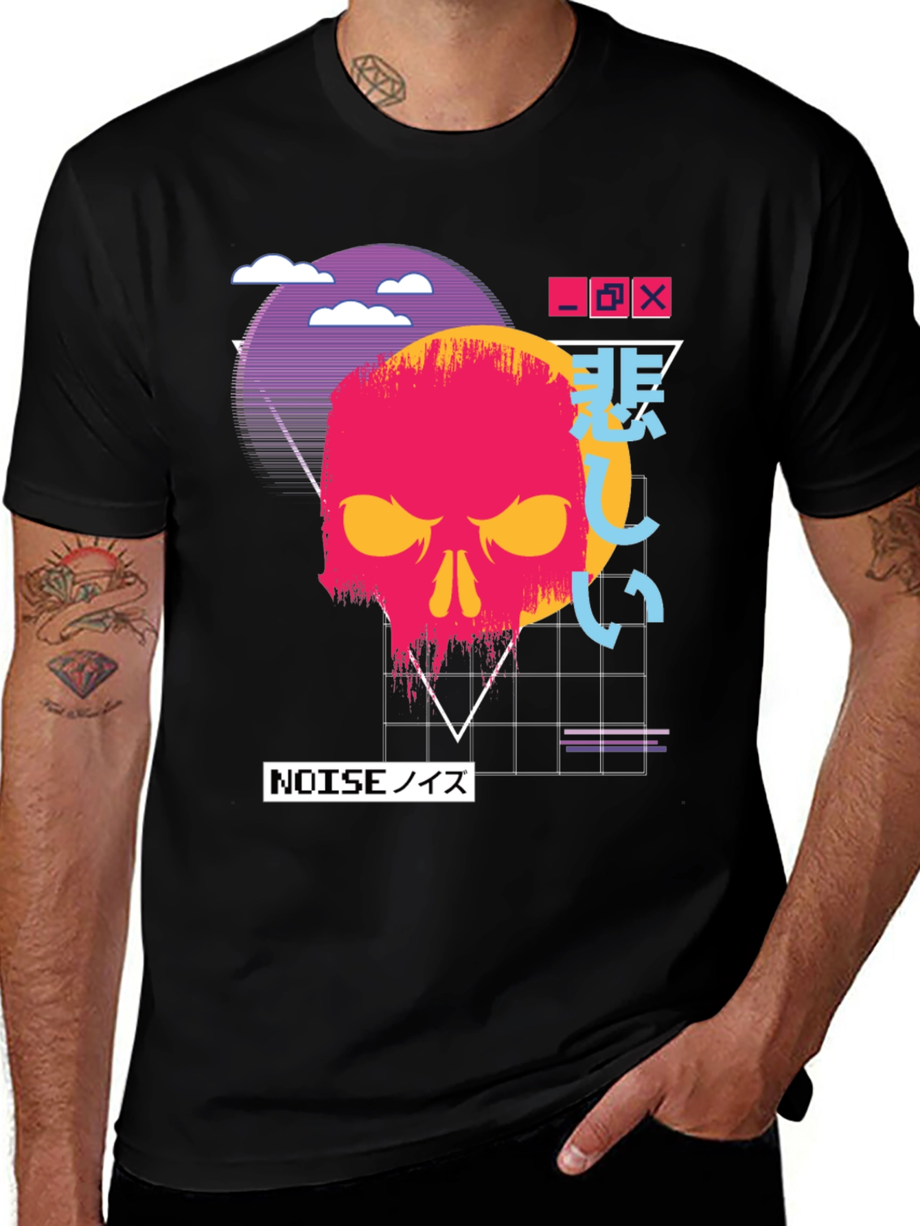Variant 10 of Cyberpunk Skull Graphic Tee - Noise