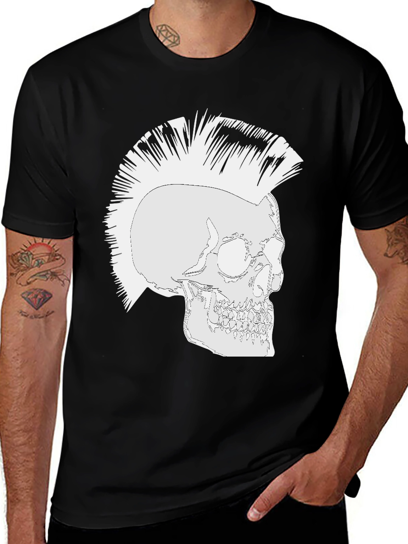 Variant 10 of Punk Skull Graphic T-Shirt - Rocker Style Tee