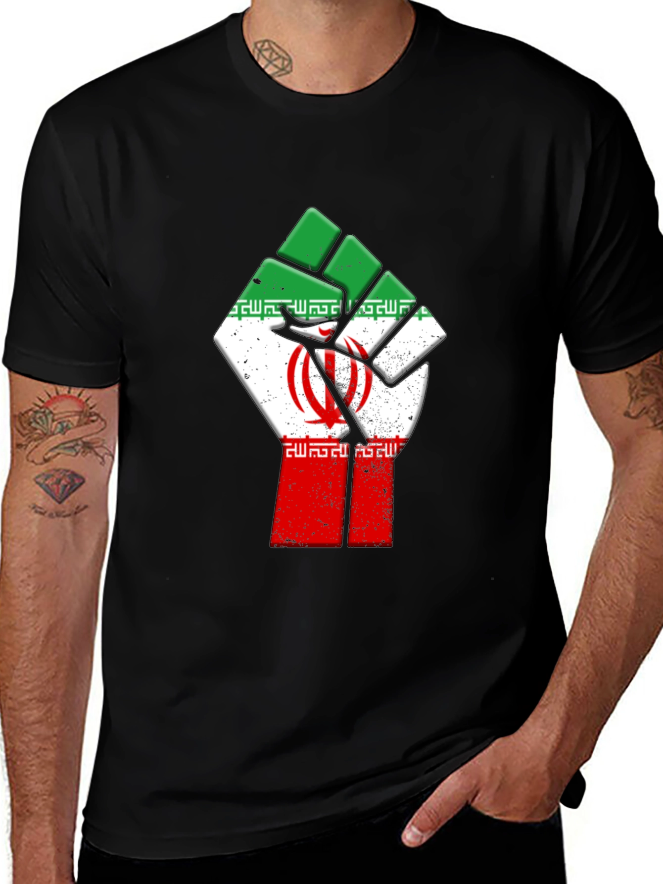 Iran Flag Fist T-Shirt - Freedom & Solidarity