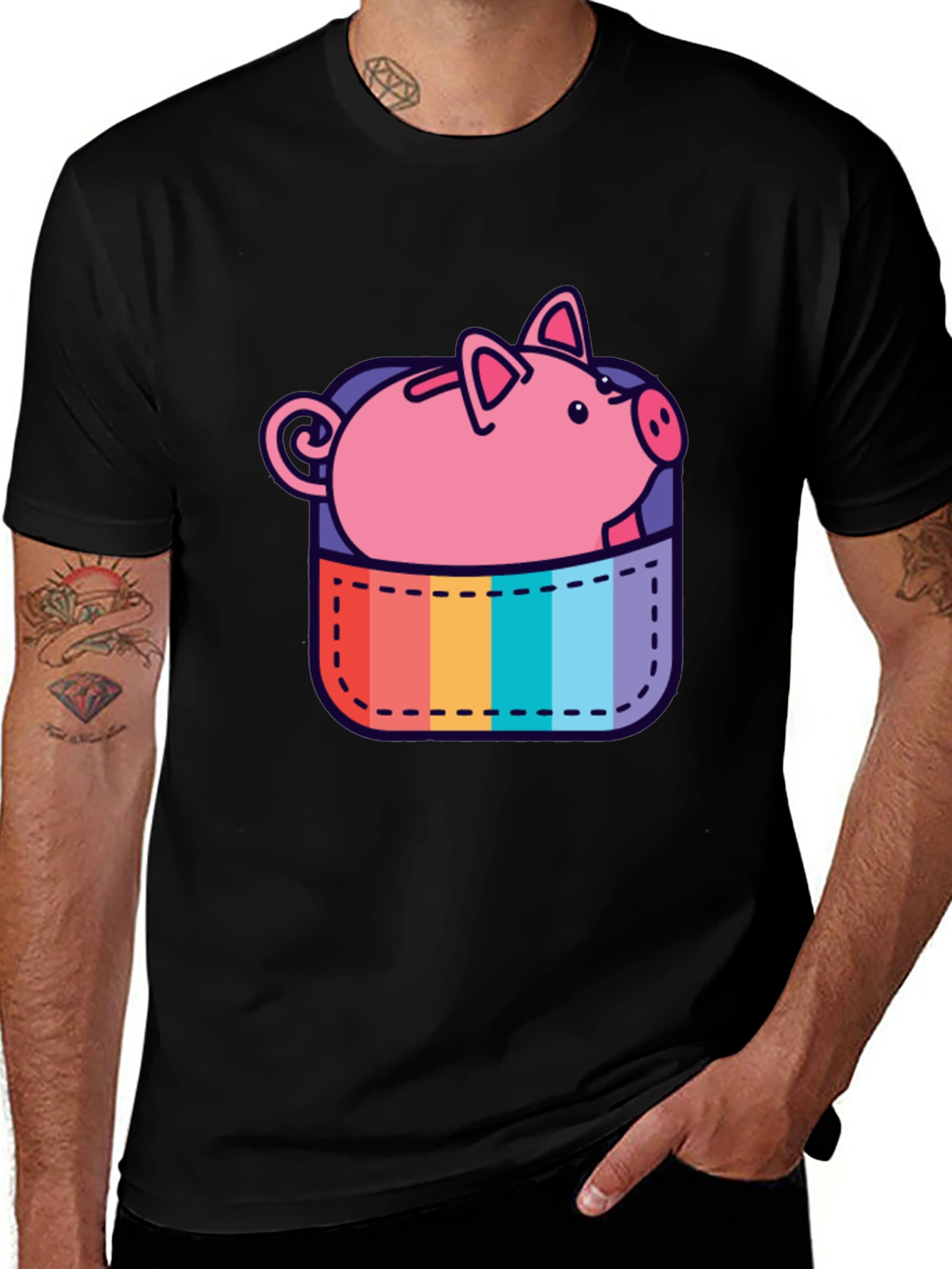 Variant 15 of Rainbow Pocket Piggy Bank T-Shirt