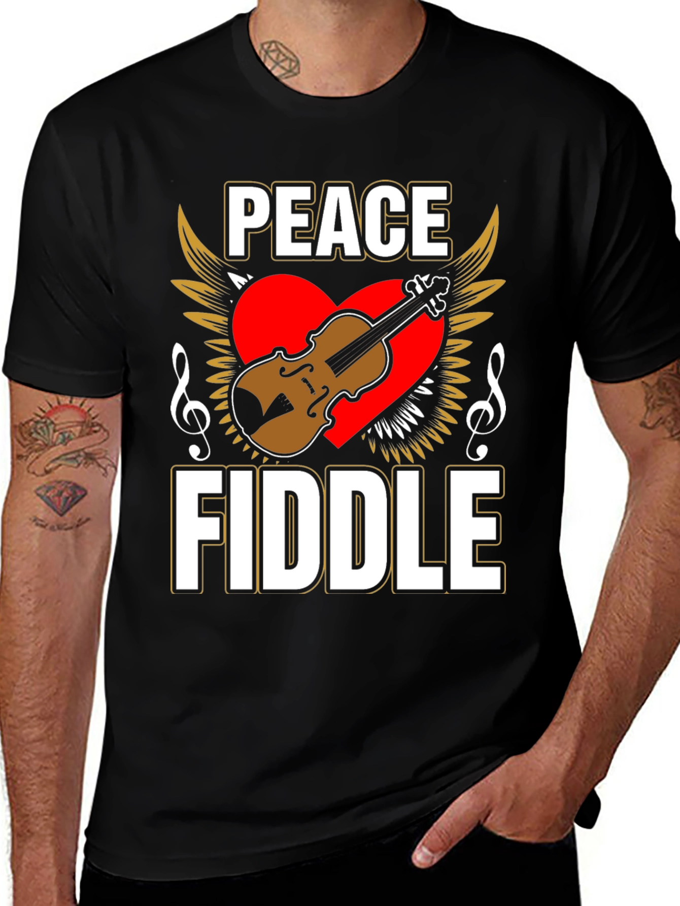Variant 16 of Peace Fiddle Graphic Tee - Musical Harmony