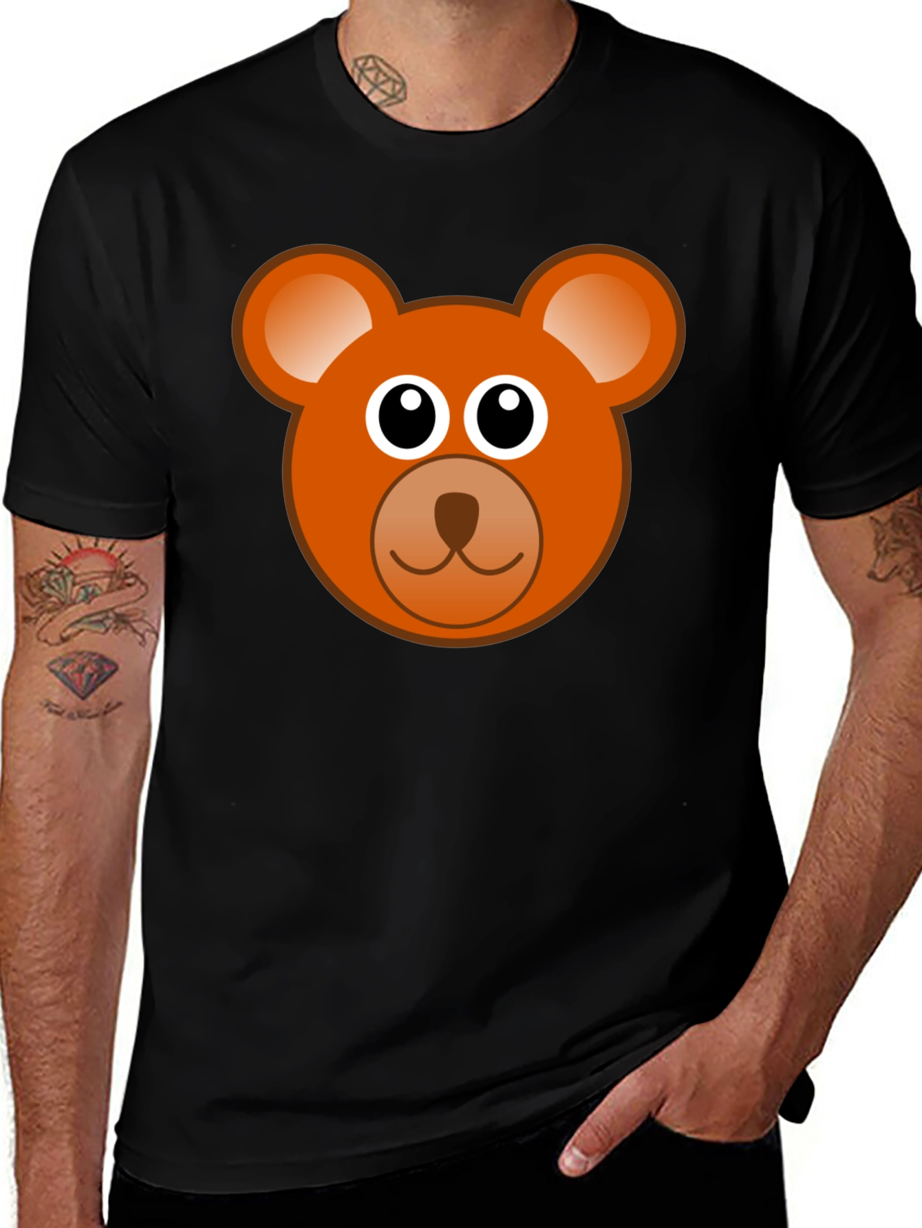 Variant 21 of Cartoon Bear Graphic Tee - Black