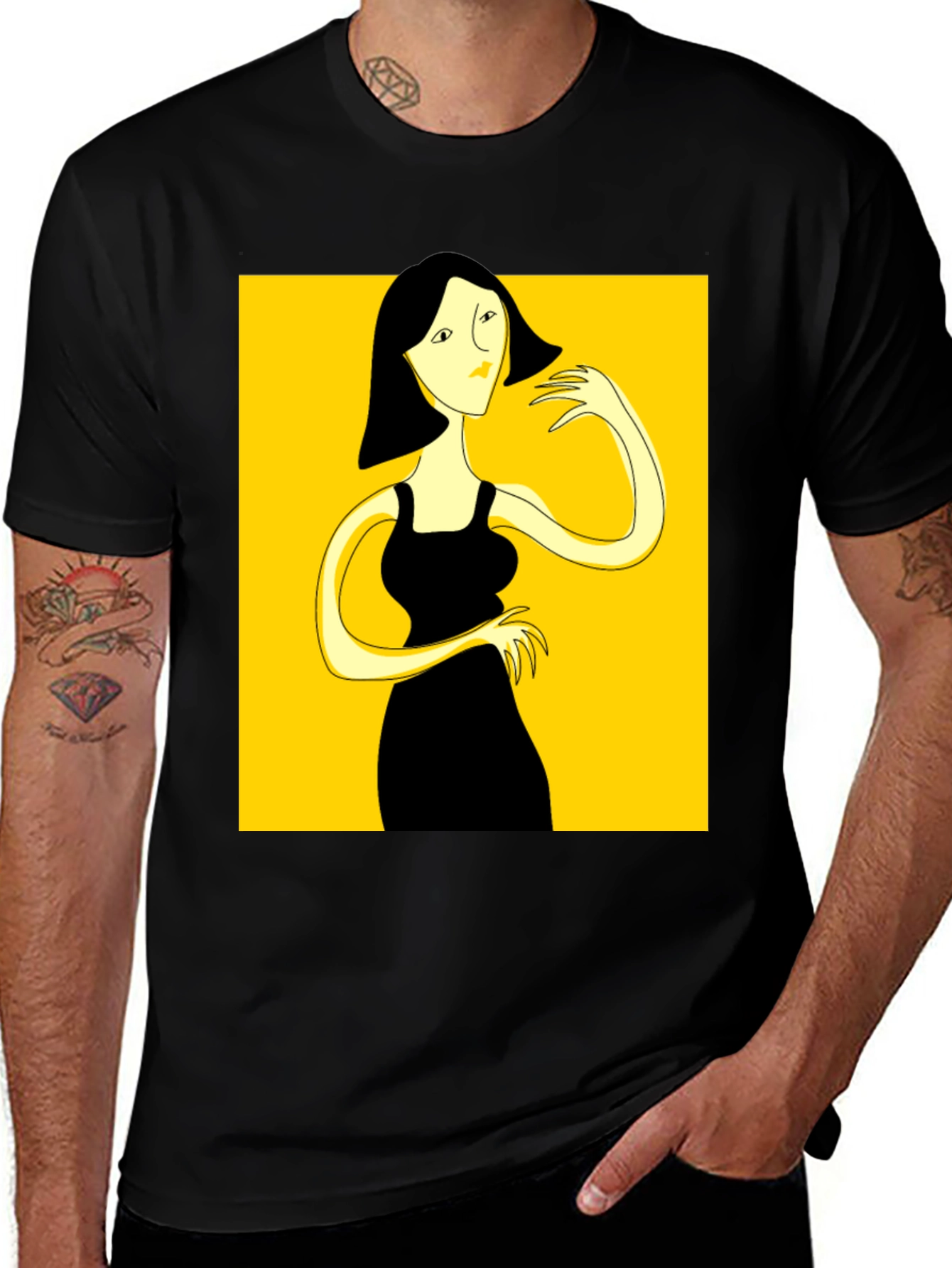 Variant 20 of Abstract Woman Graphic Tee - Black