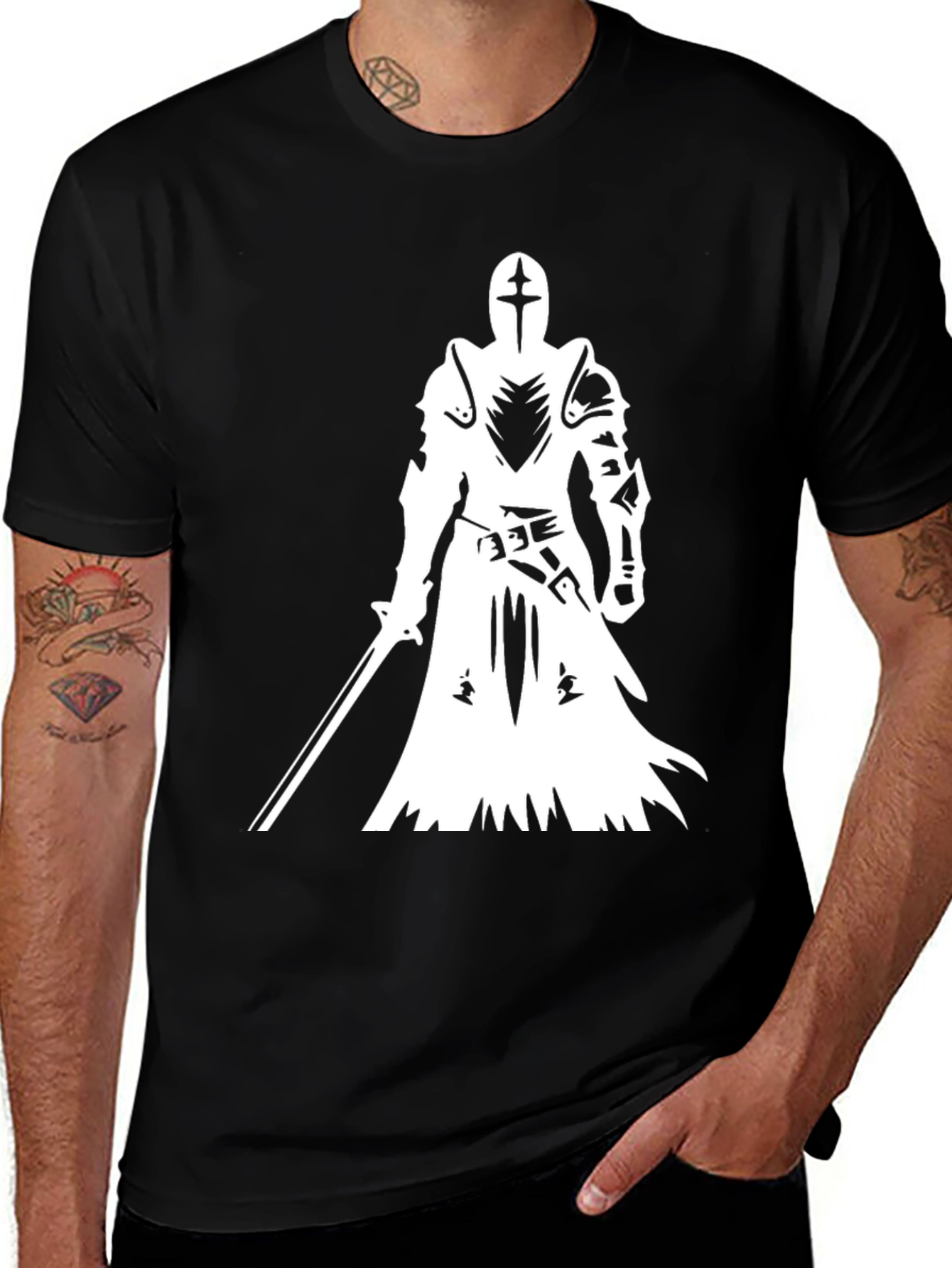 Knight Templar Graphic T-Shirt - Medieval Warrior Tee