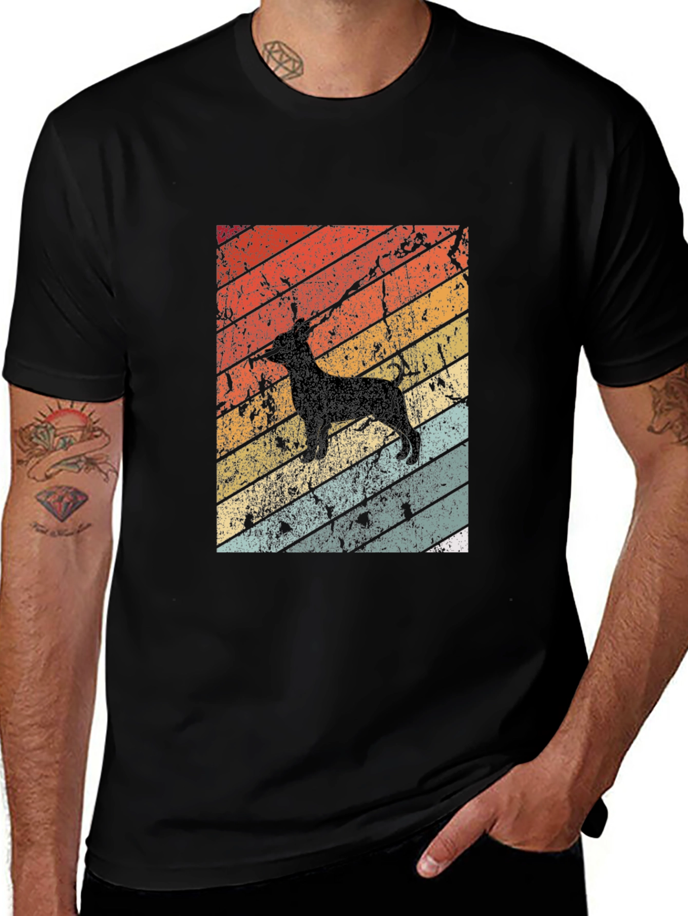 Vintage Dog Silhouette Graphic T-Shirt - Retro Style
