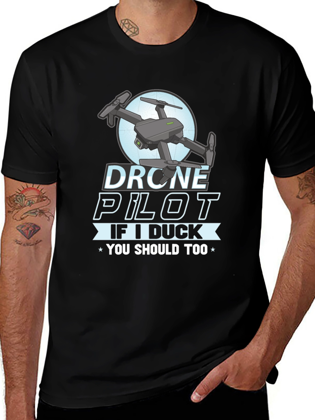Variant 18 of Drone Pilot T-Shirt - If I Duck, You Should Too!