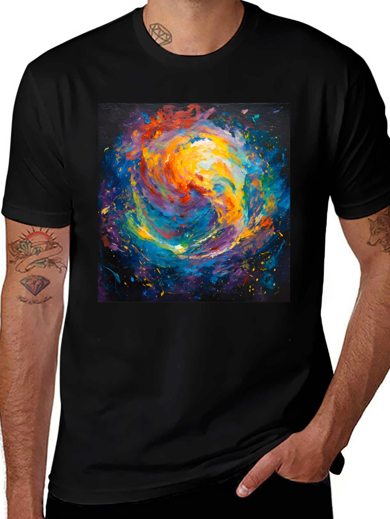 Variant 10 of Abstract Galaxy Print Crew Neck T-Shirt