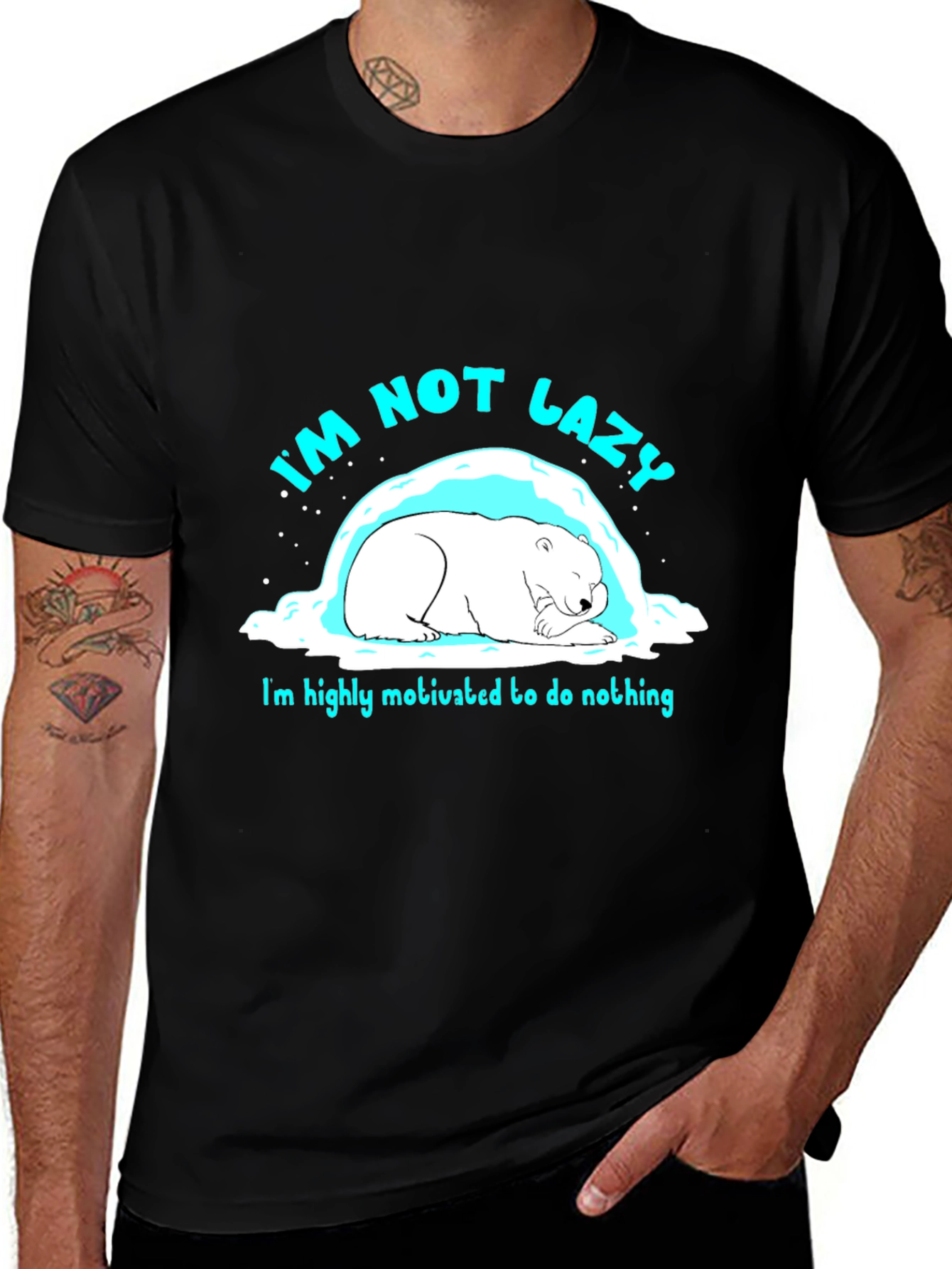 Variant 3 of Lazy Bear Graphic T-Shirt - Men's Casual Tee