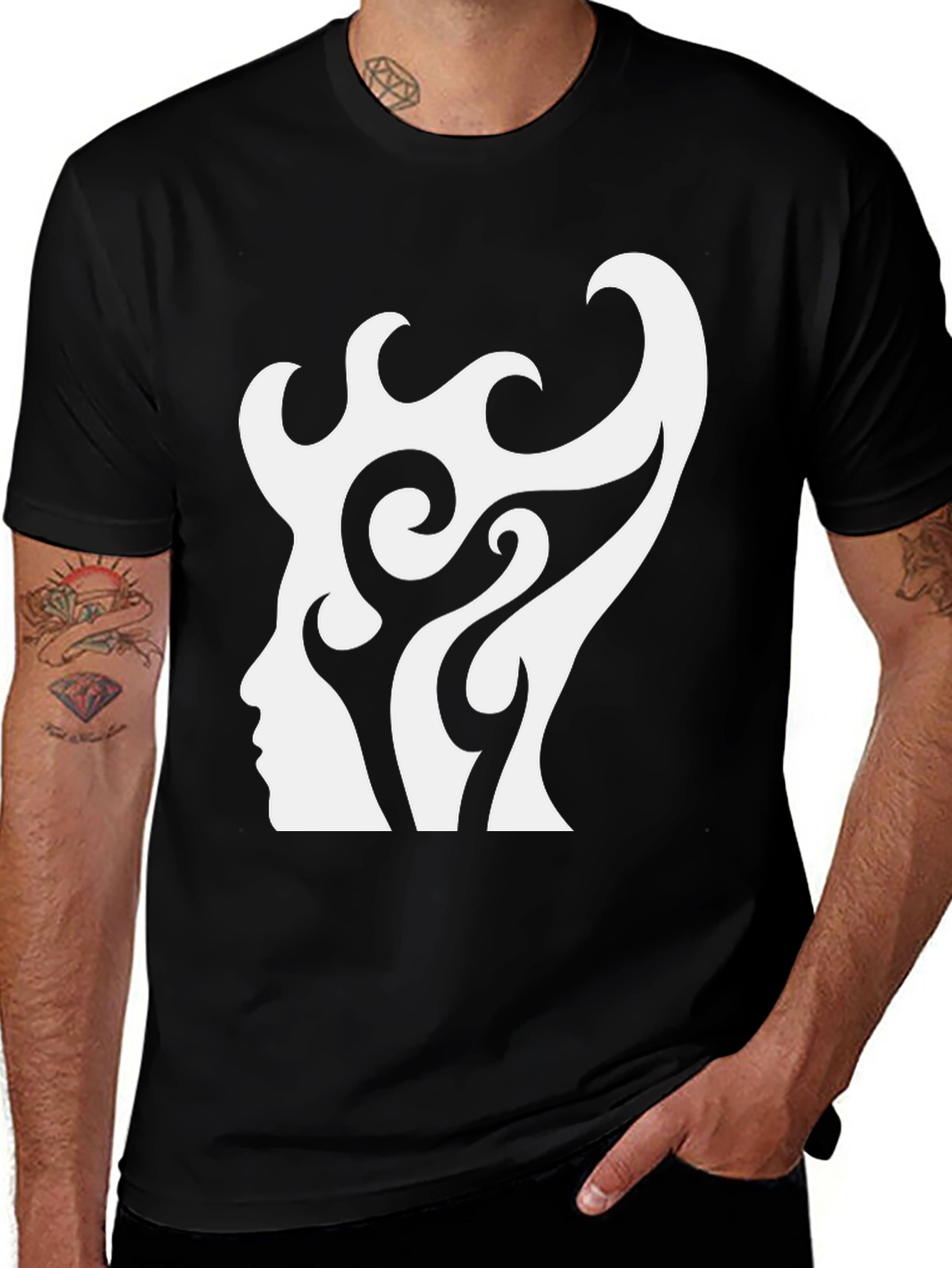 Variant 11 of Abstract Face Graphic Tee - Modern Art Style