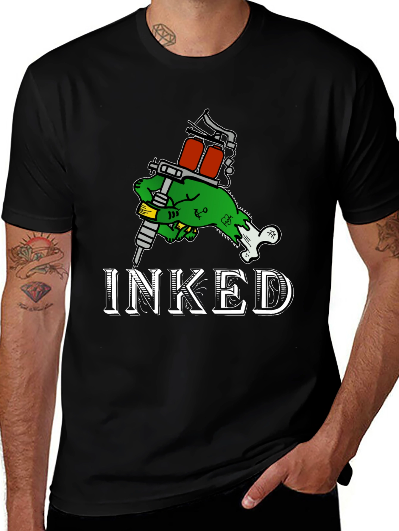 Variant 28 of Inked Zombie Hand Tattoo T-Shirt - Black