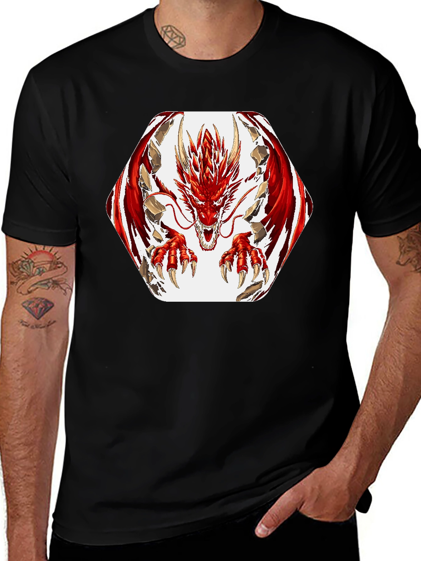 Variant 4 of Red Dragon Hexagon T-Shirt