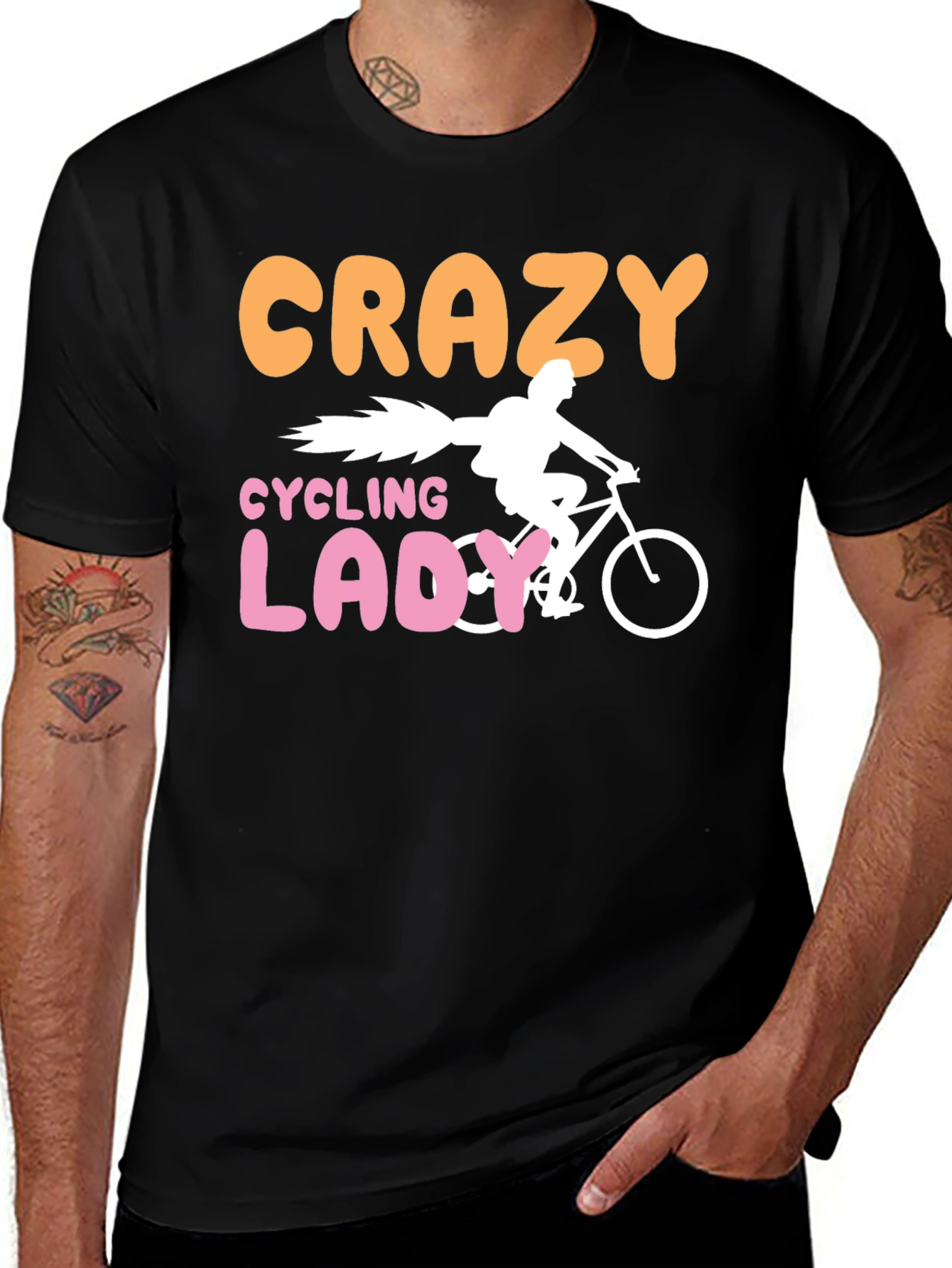 Crazy Cycling Lady T-Shirt - Fun Bike Ride Tee