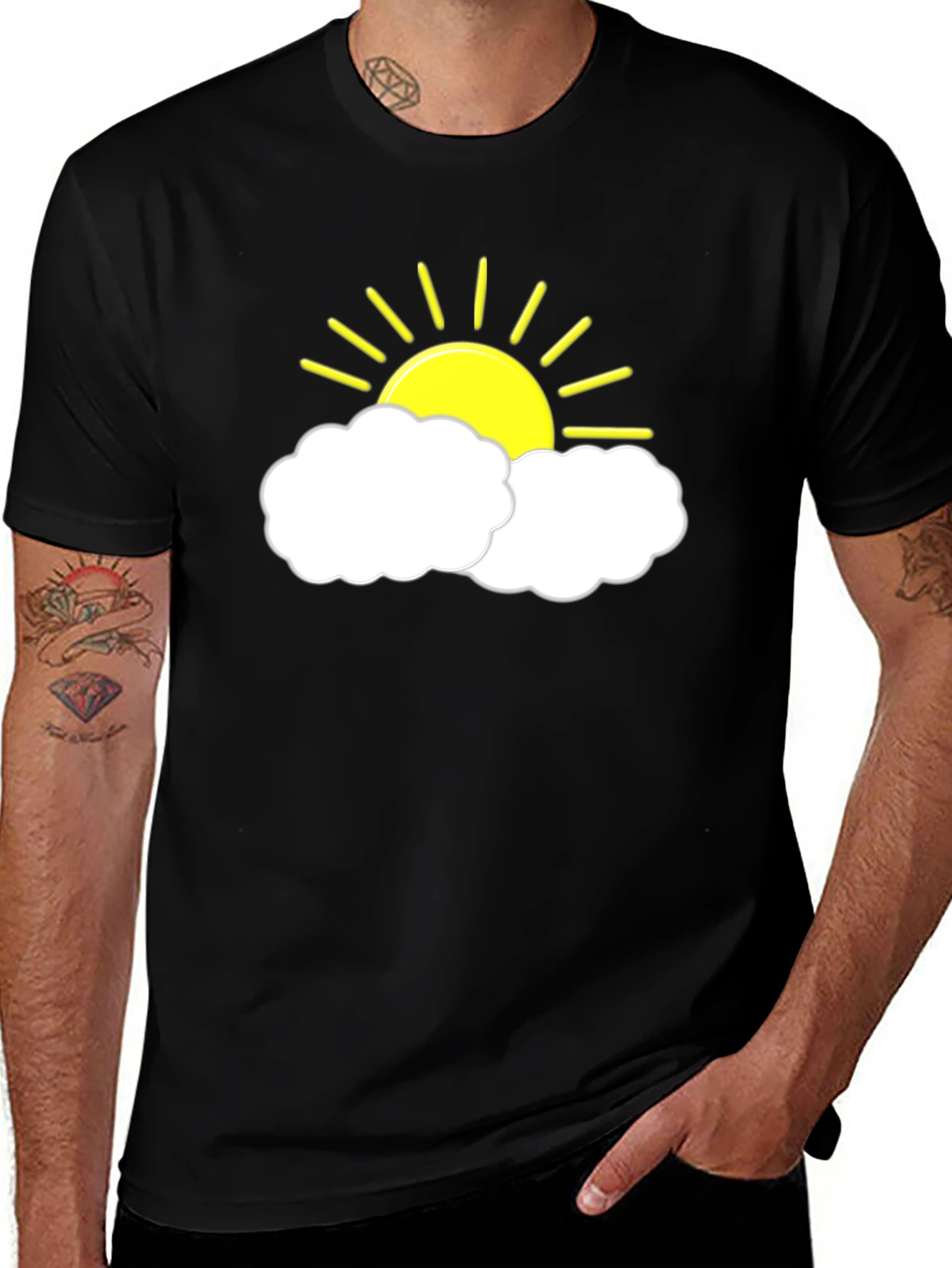 Sunny Day Graphic Tee - Black Cotton Comfort