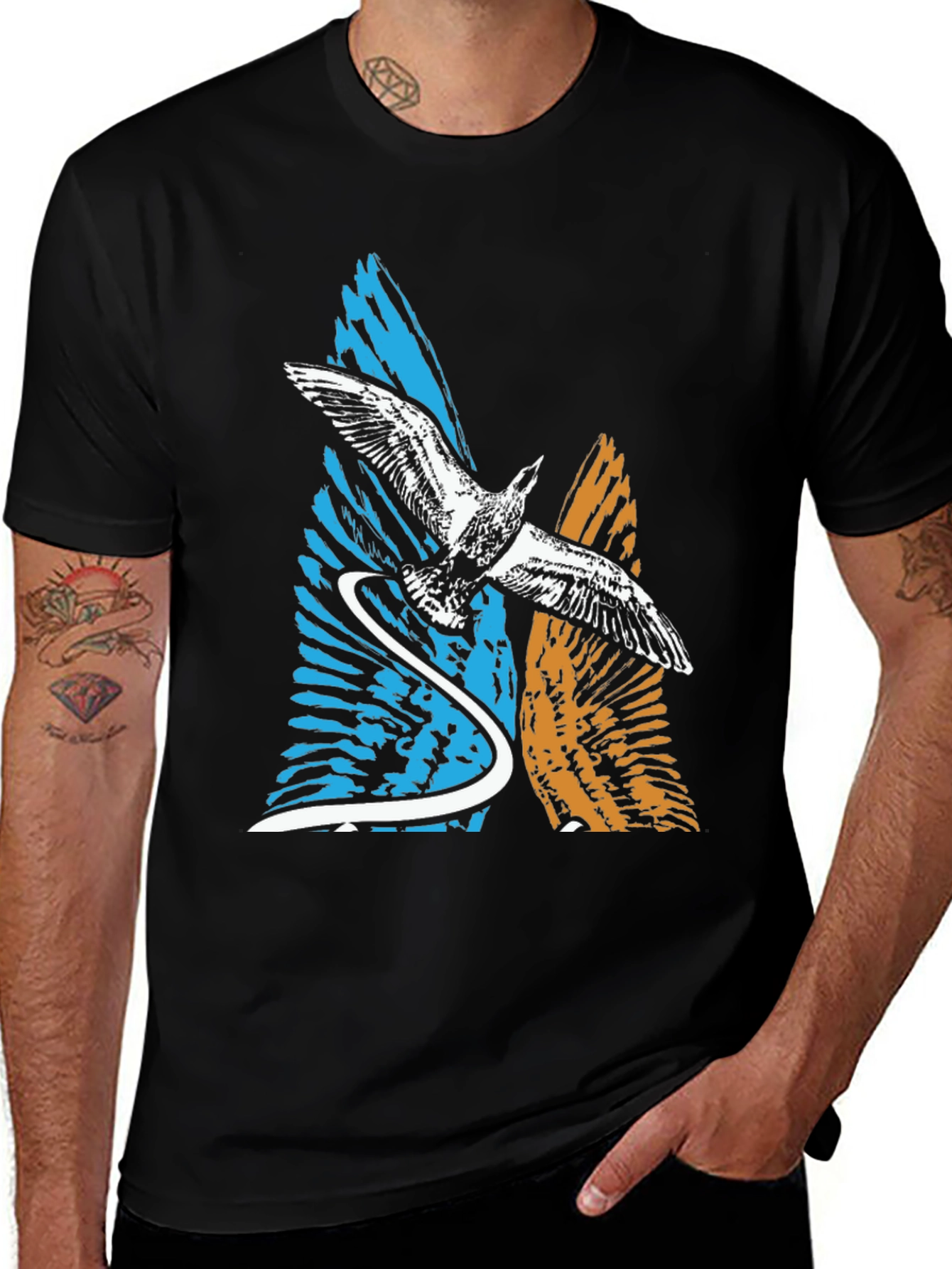 Variant 6 of Seagull Graphic Tee - Men's Black T-Shirt
