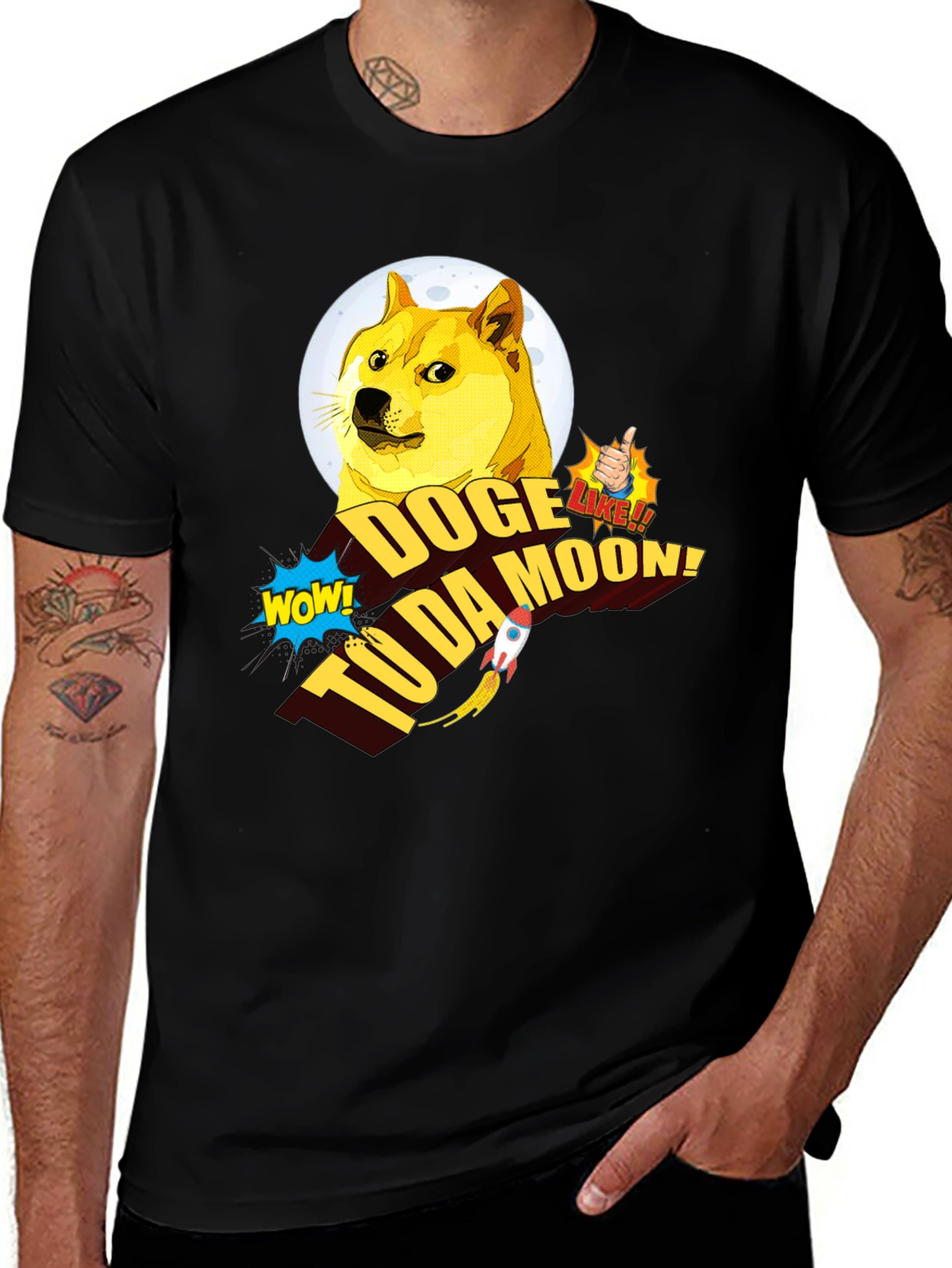 Doge To The Moon Black T-Shirt