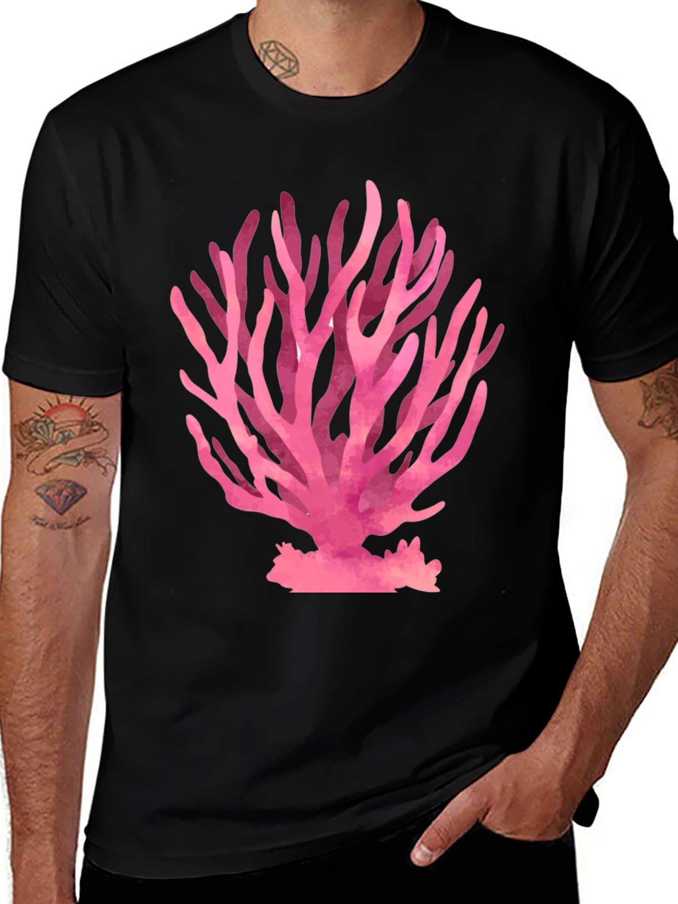 Variant 9 of Coral Reef Graphic Tee - Black Cotton T-Shirt