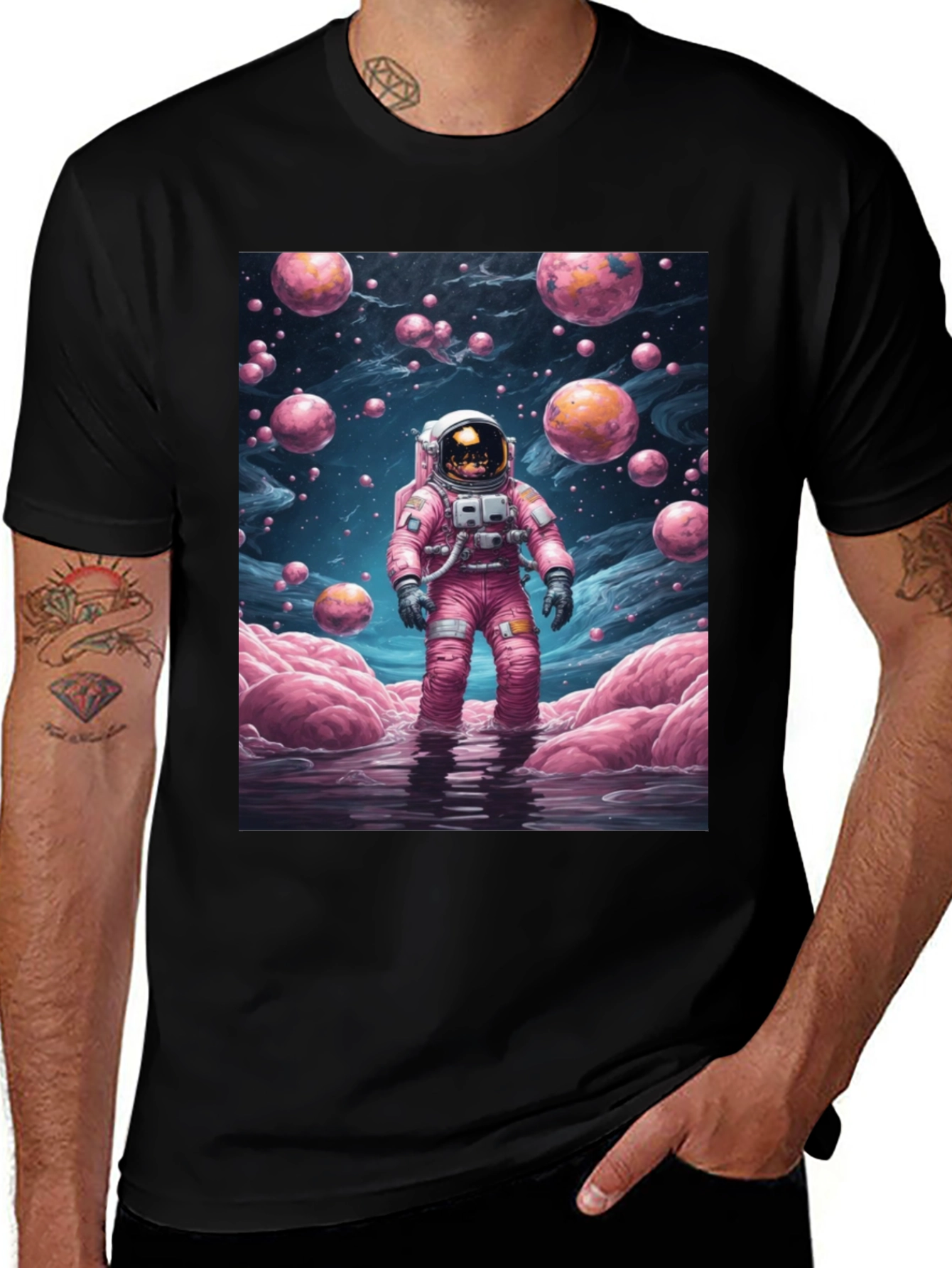 Variant 13 of Astronaut in Pink Space T-Shirt