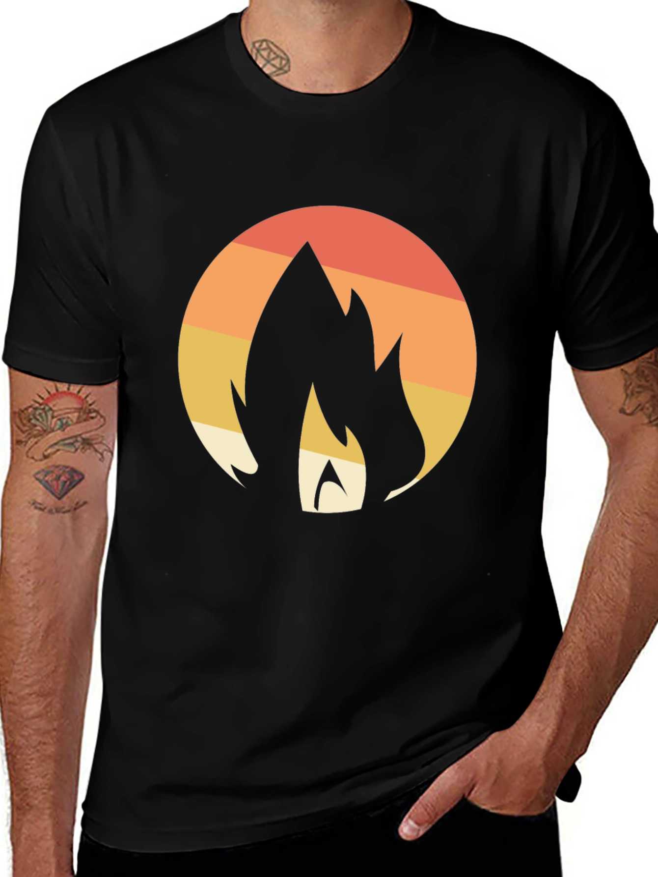 Variant 12 of Retro Flame Graphic Tee - Cool Casual Style