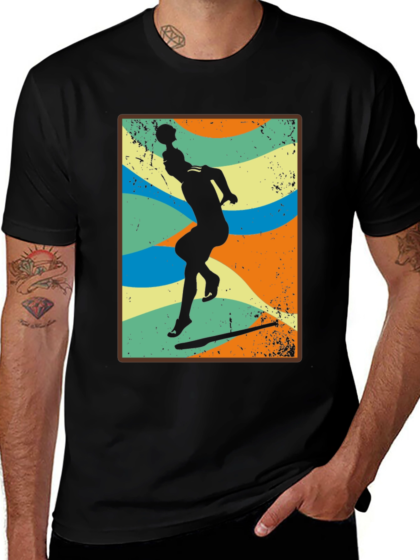 Variant 27 of Retro Volleyball Player Black T-Shirt