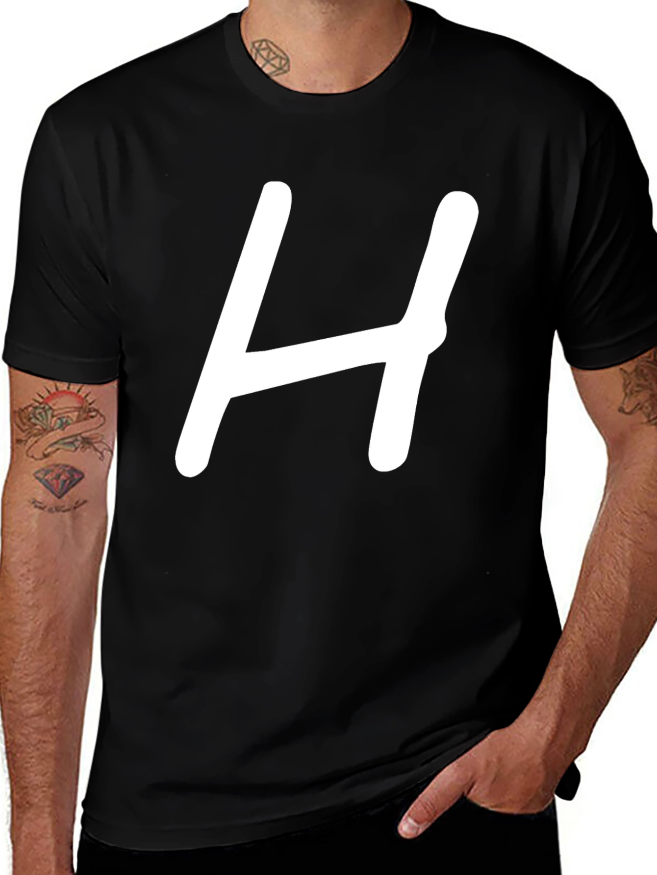 Variant 13 of Bold 'H' Graphic Tee - Classic Black T-Shirt