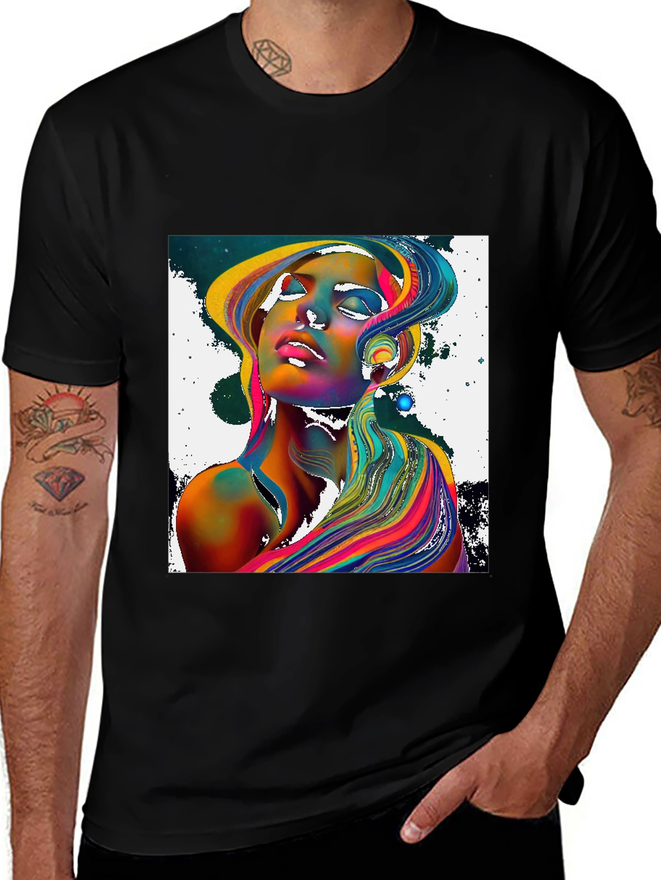 Variant 13 of Abstract Woman Graphic Tee - Colorful Design