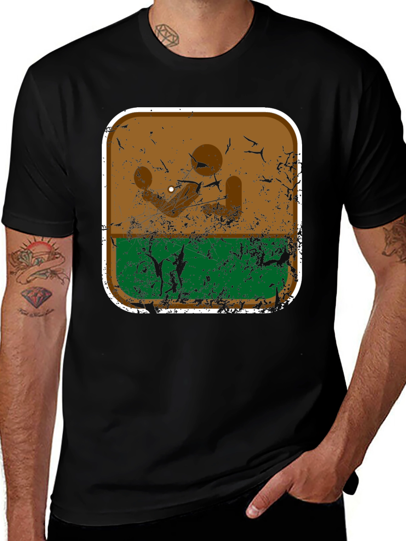 Variant 30 of Retro Desert Landscape Graphic Tee - Black Cotton Blend