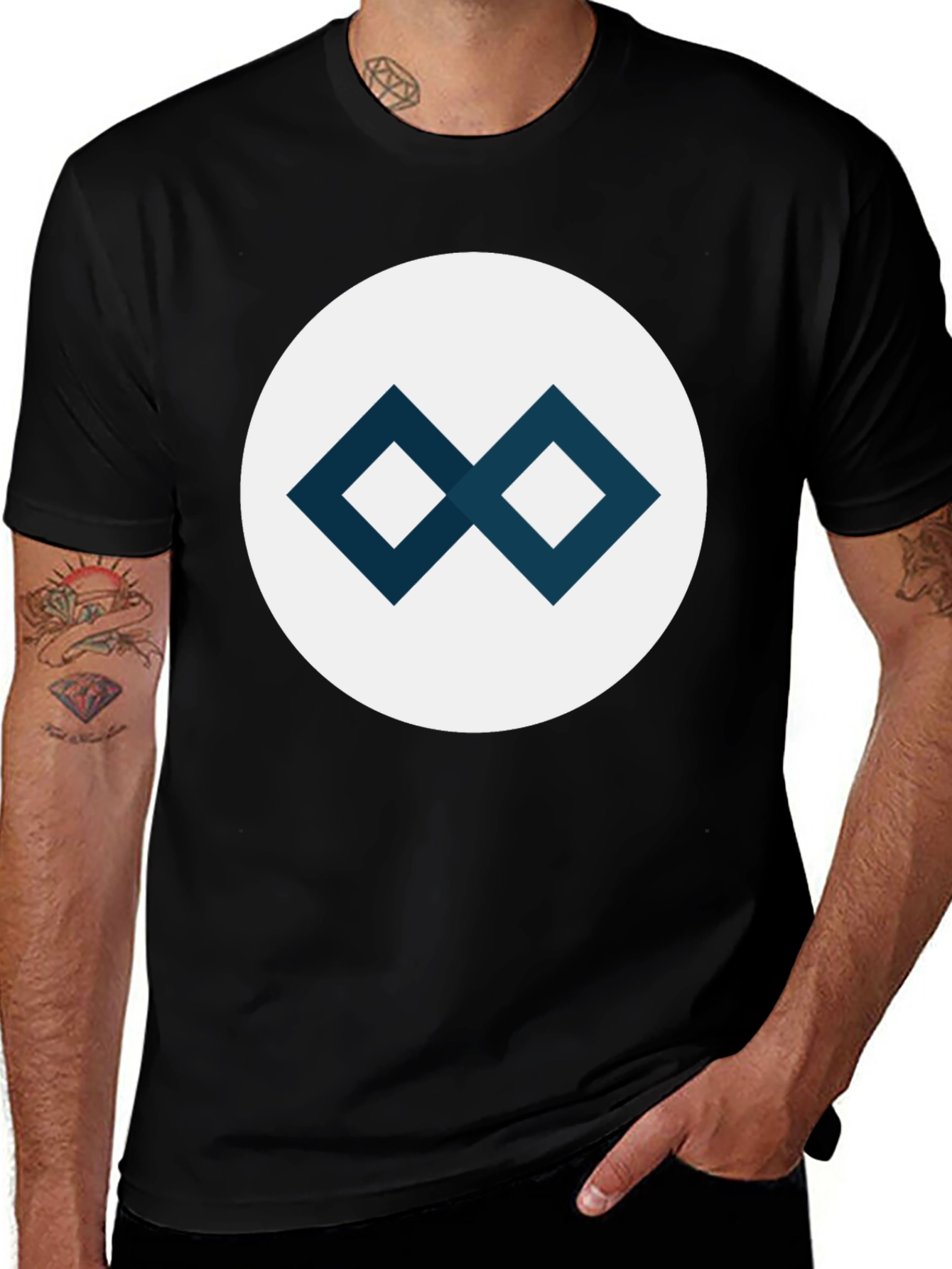 Variant 10 of Geometric Infinity Symbol Graphic Tee - Black