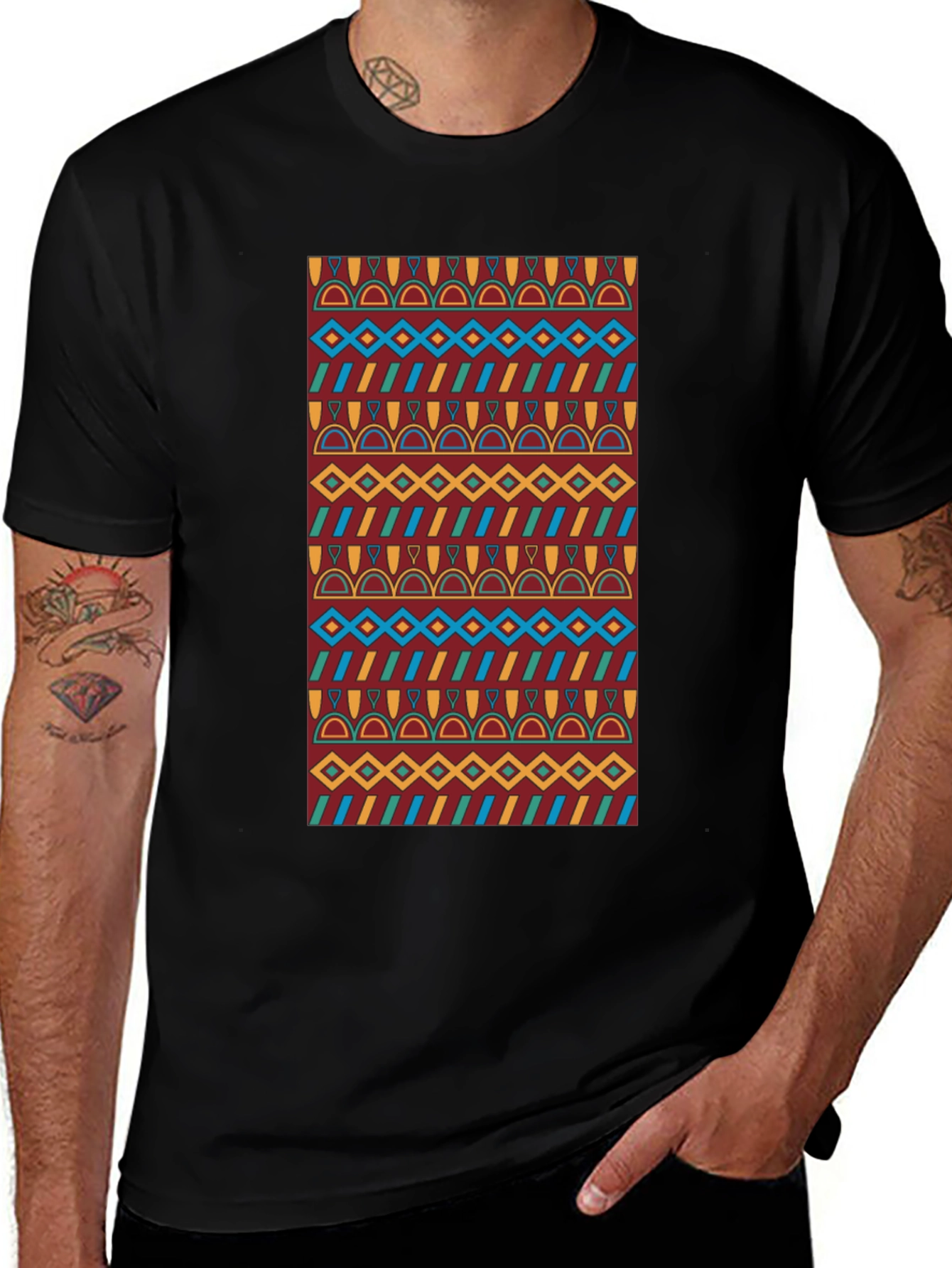 Variant 18 of Patterned Graphic Print Tee - Casual Style