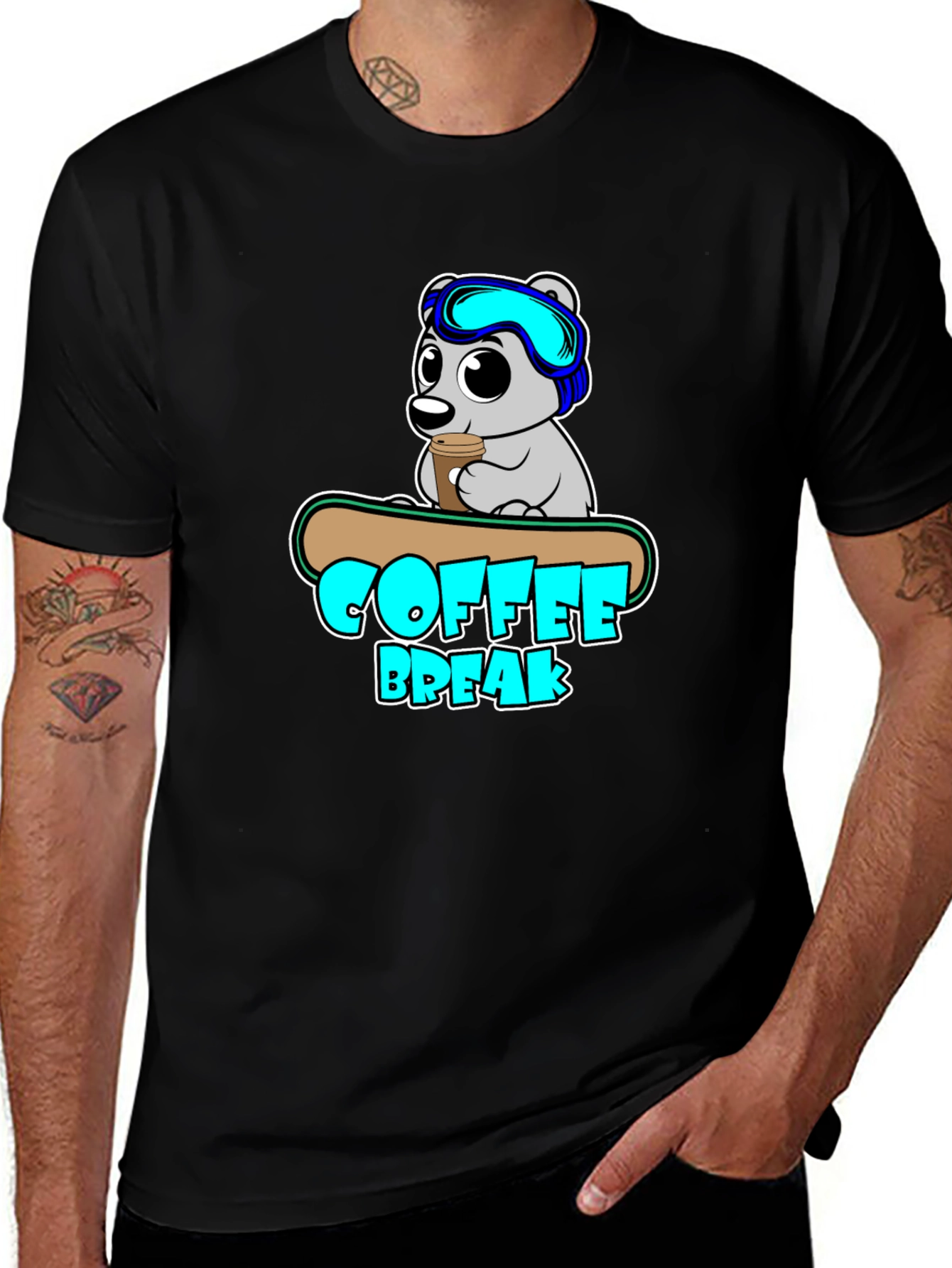 Variant 15 of Coffee Break Bear T-Shirt - Relaxed Style